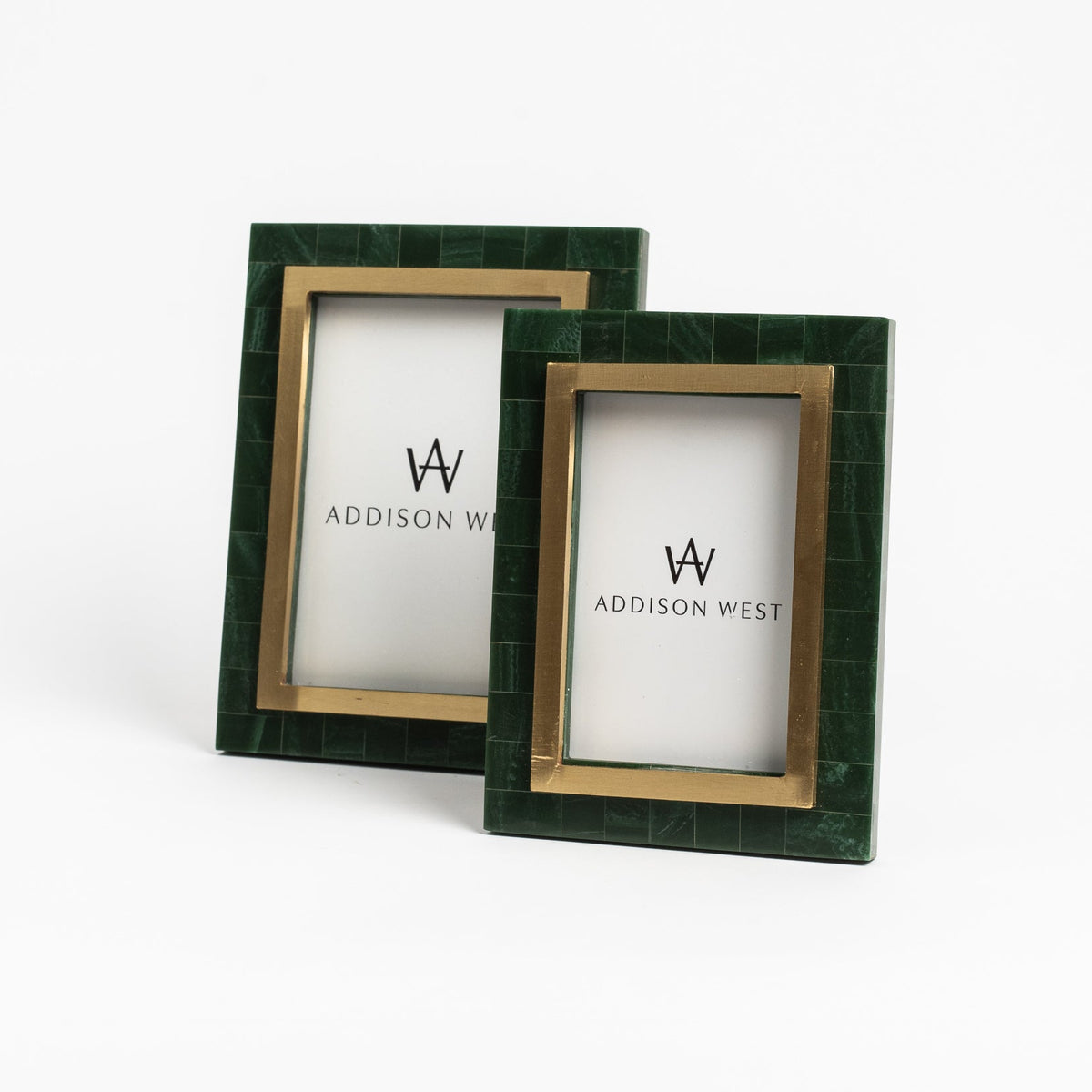 Aventurine Gold & Green Photo Frame on a white background at Addison West