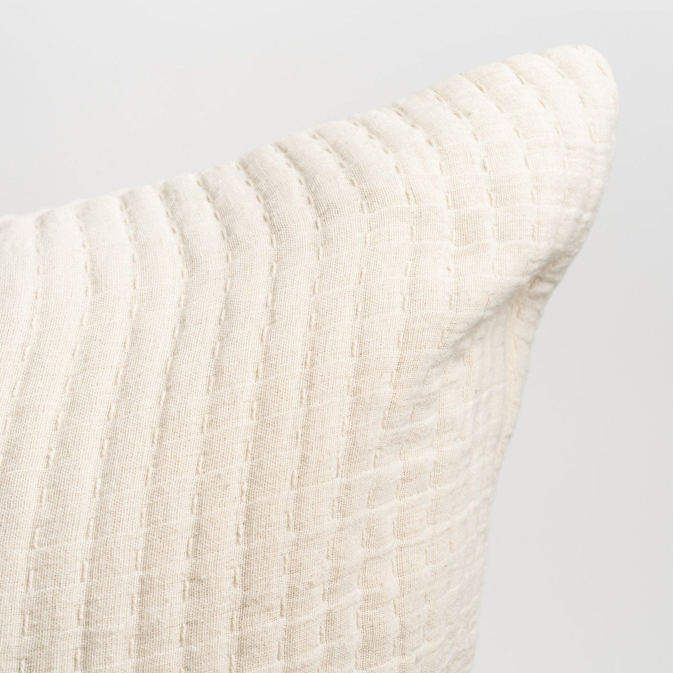 Kantha-Stitch Pillow in Cream - Addison West