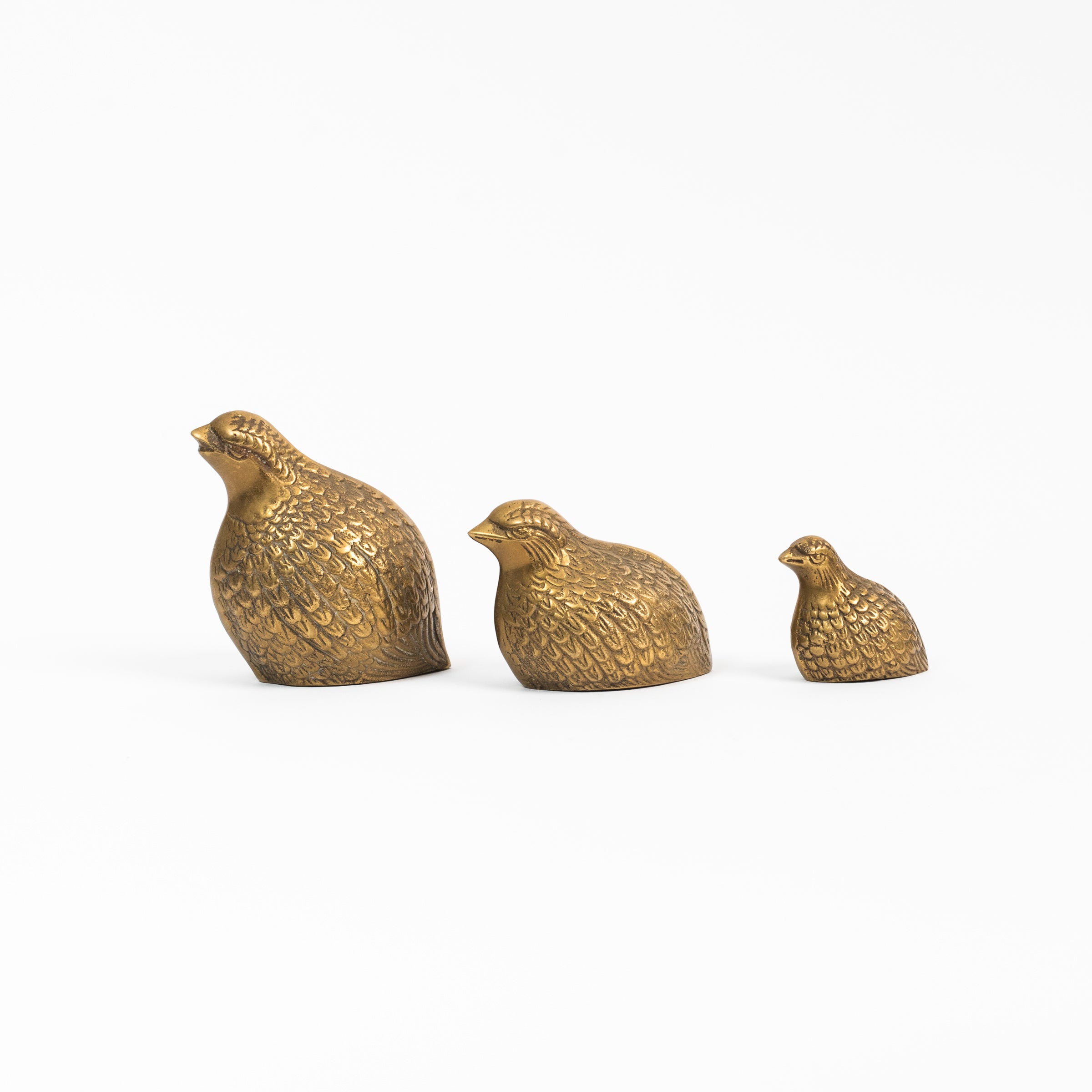 Vintage Brass Quail on a white background at Addison West
