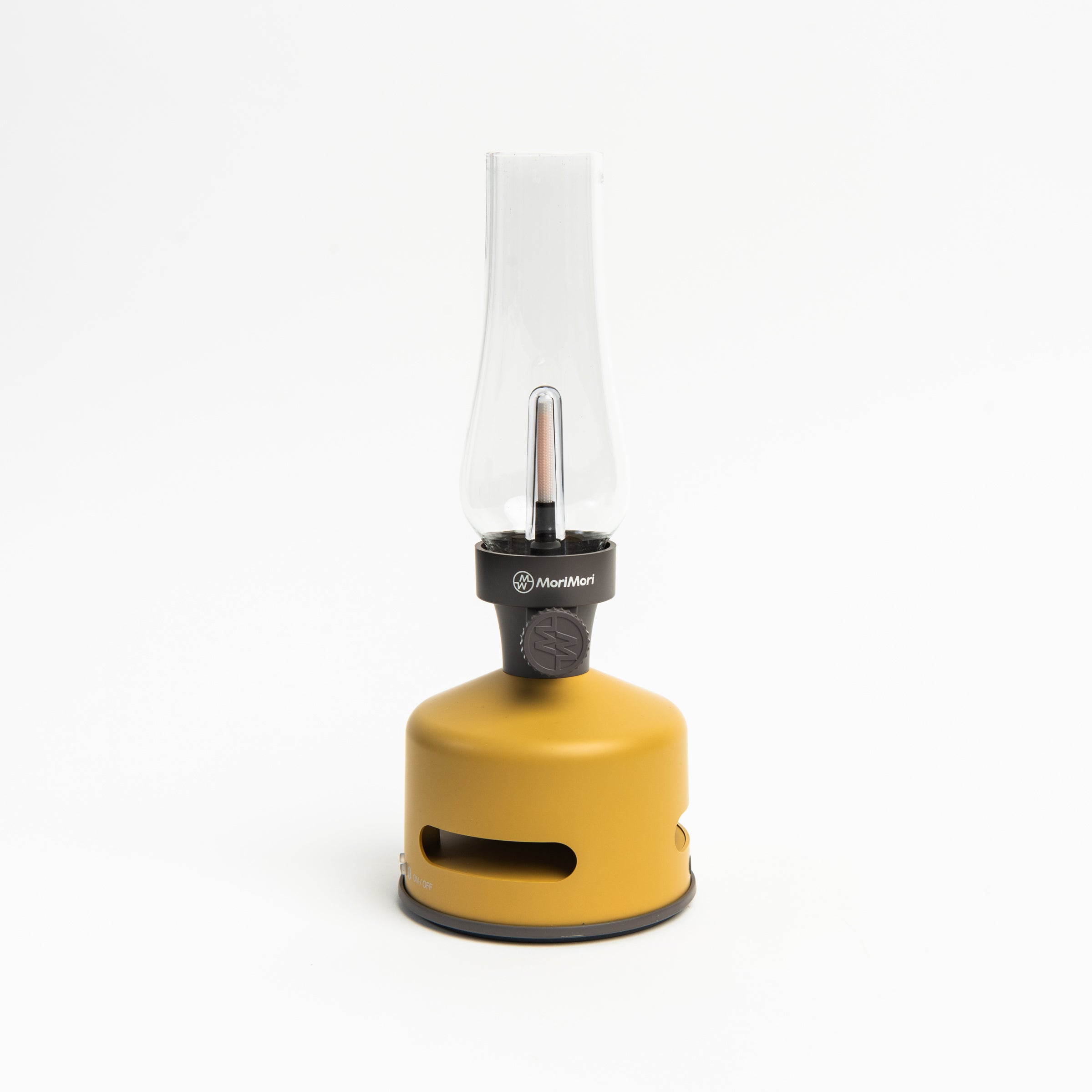 Light and Sound LED Lantern with Speaker in Mustard Yellow on a white background at Addison West