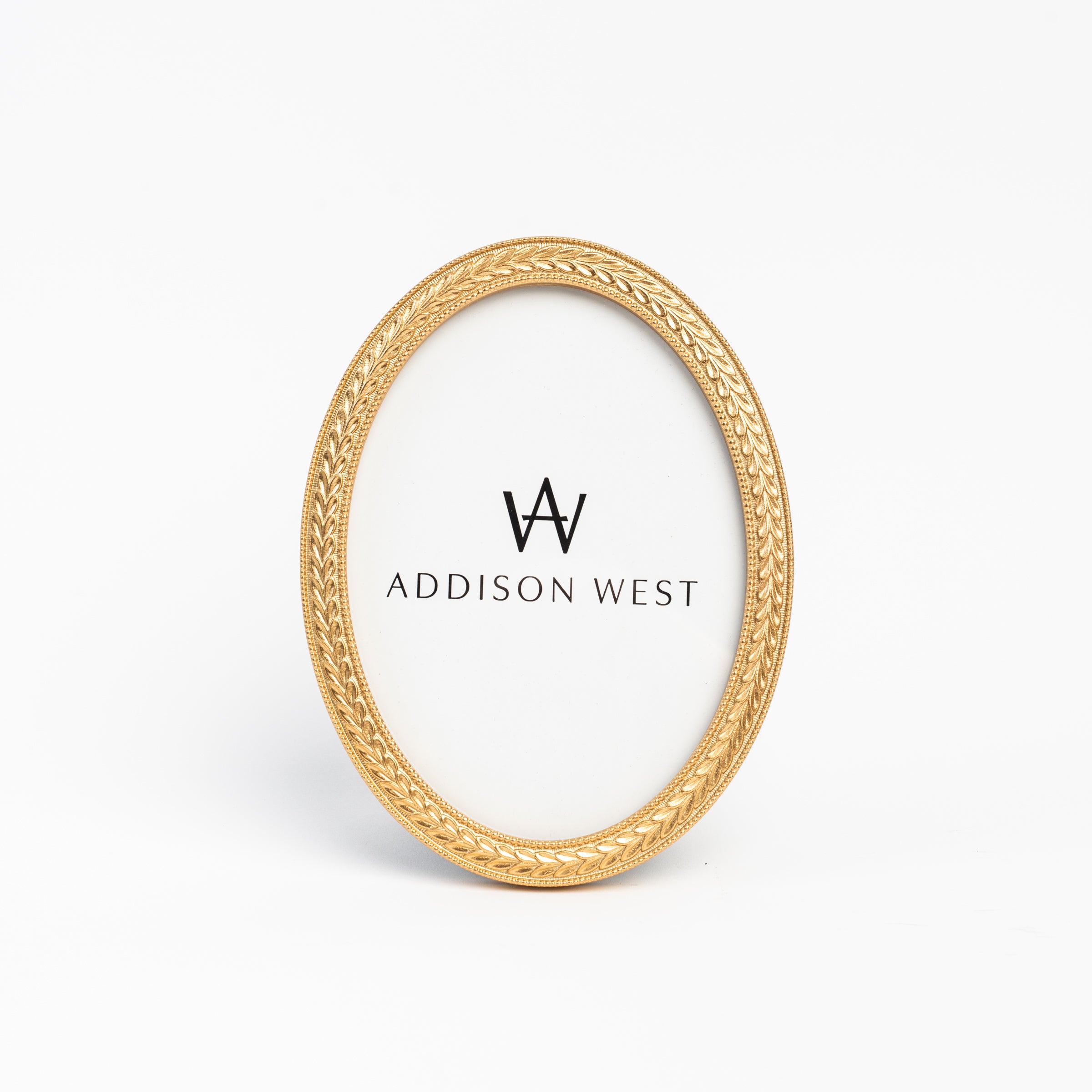 Laurel Wreath Oval Picture Frame on a white background at Addison West