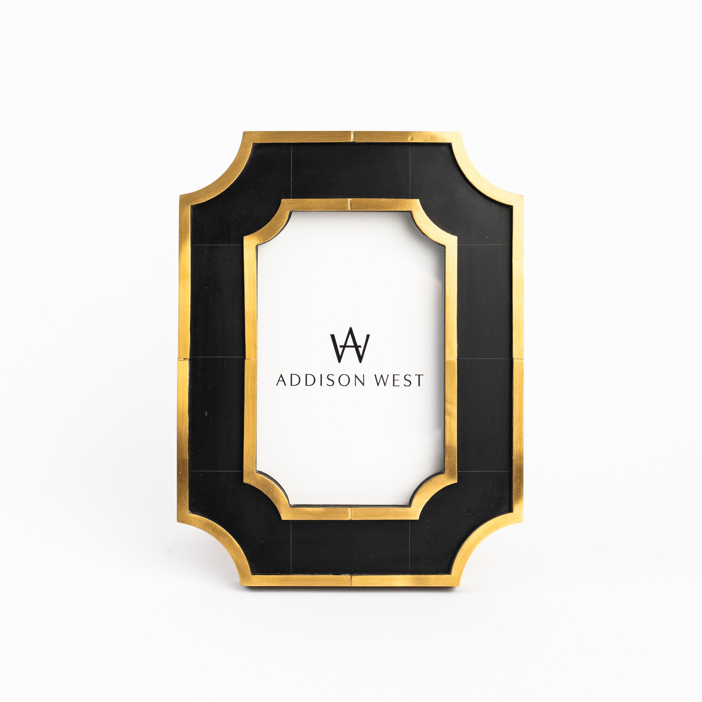 Marbled Resin & Brass Frame on a white background at Addison West