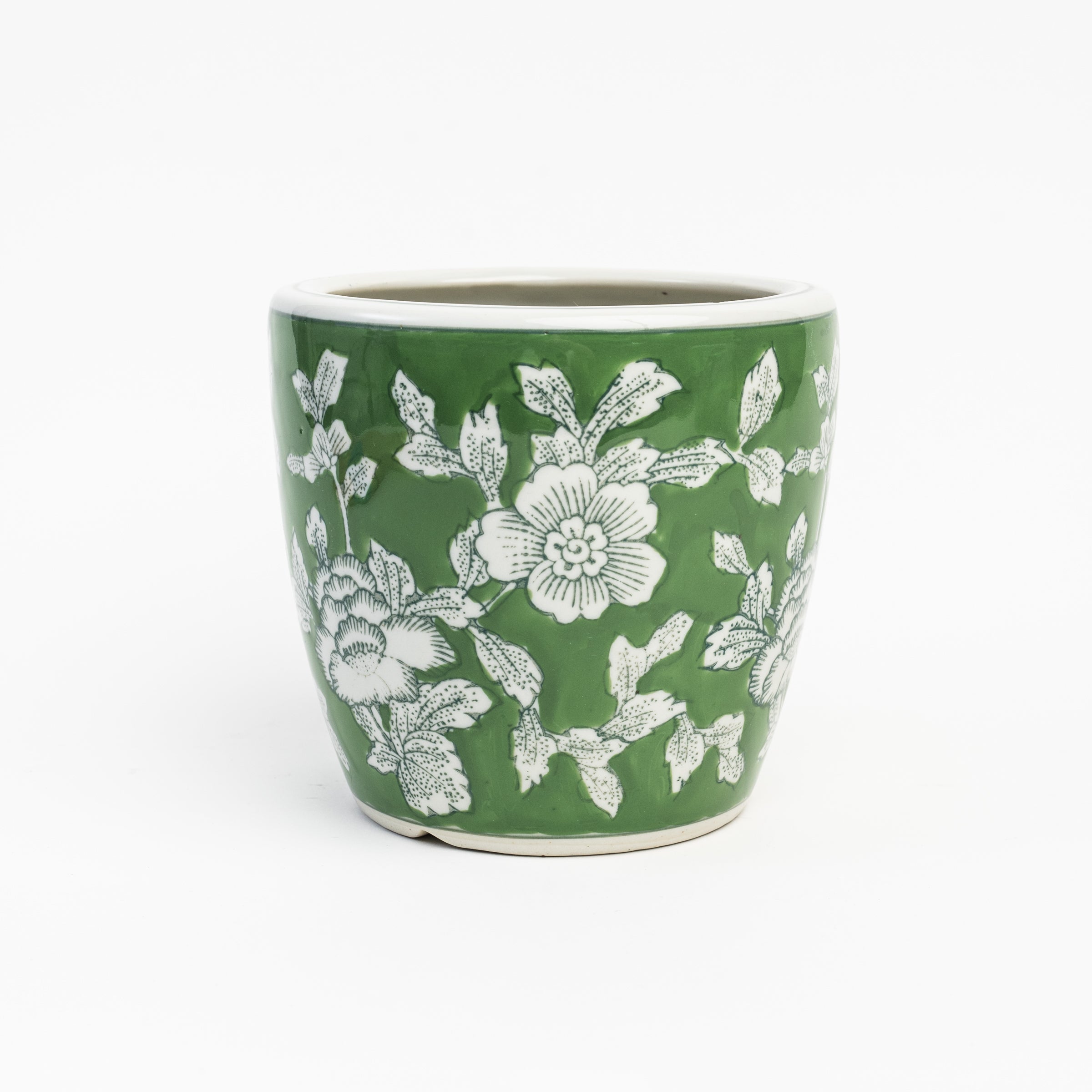 Countryside Hand Painted Cachepot - Small on a white background at Addison West