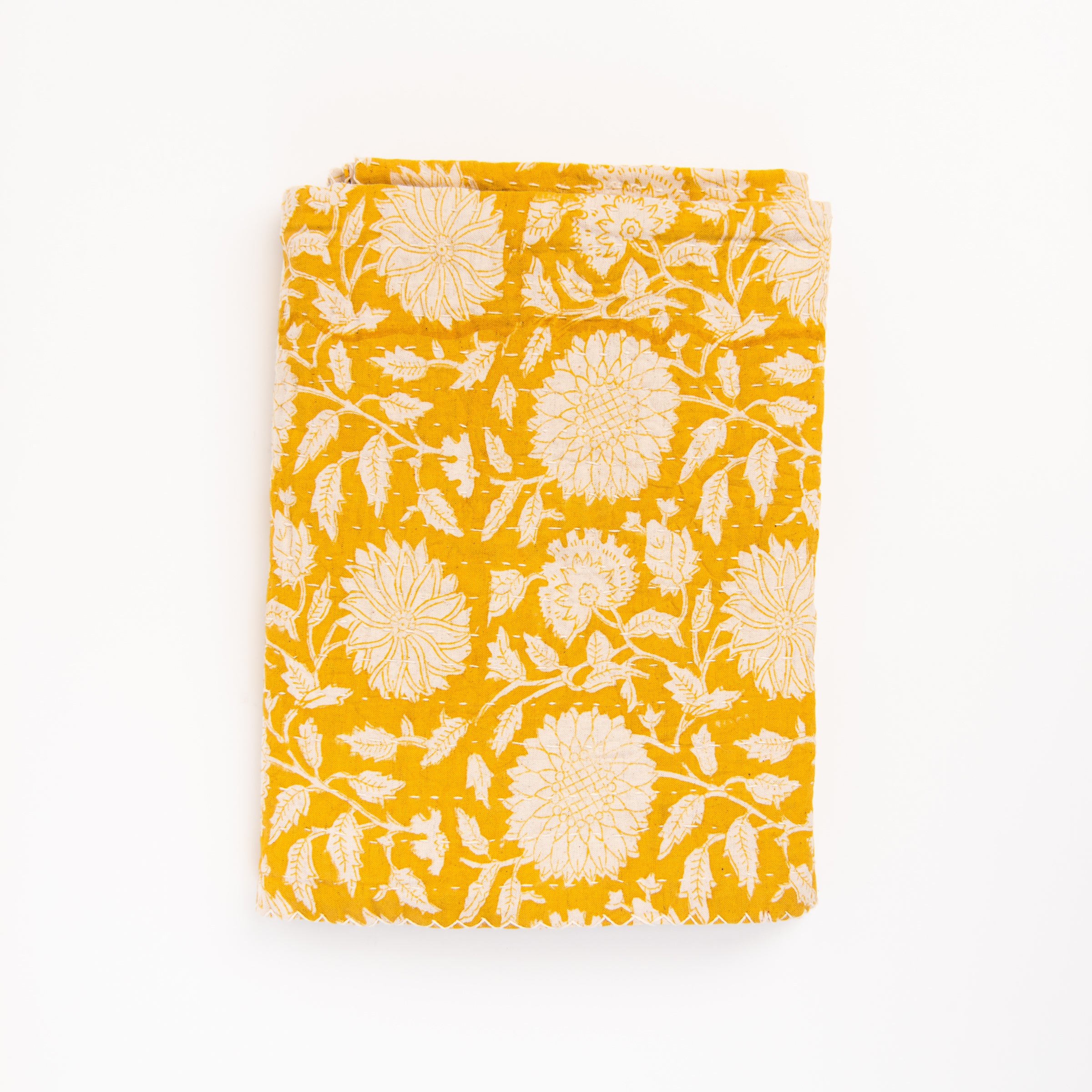 Meadow Block Print Throw Blanket on a white background at Addison West