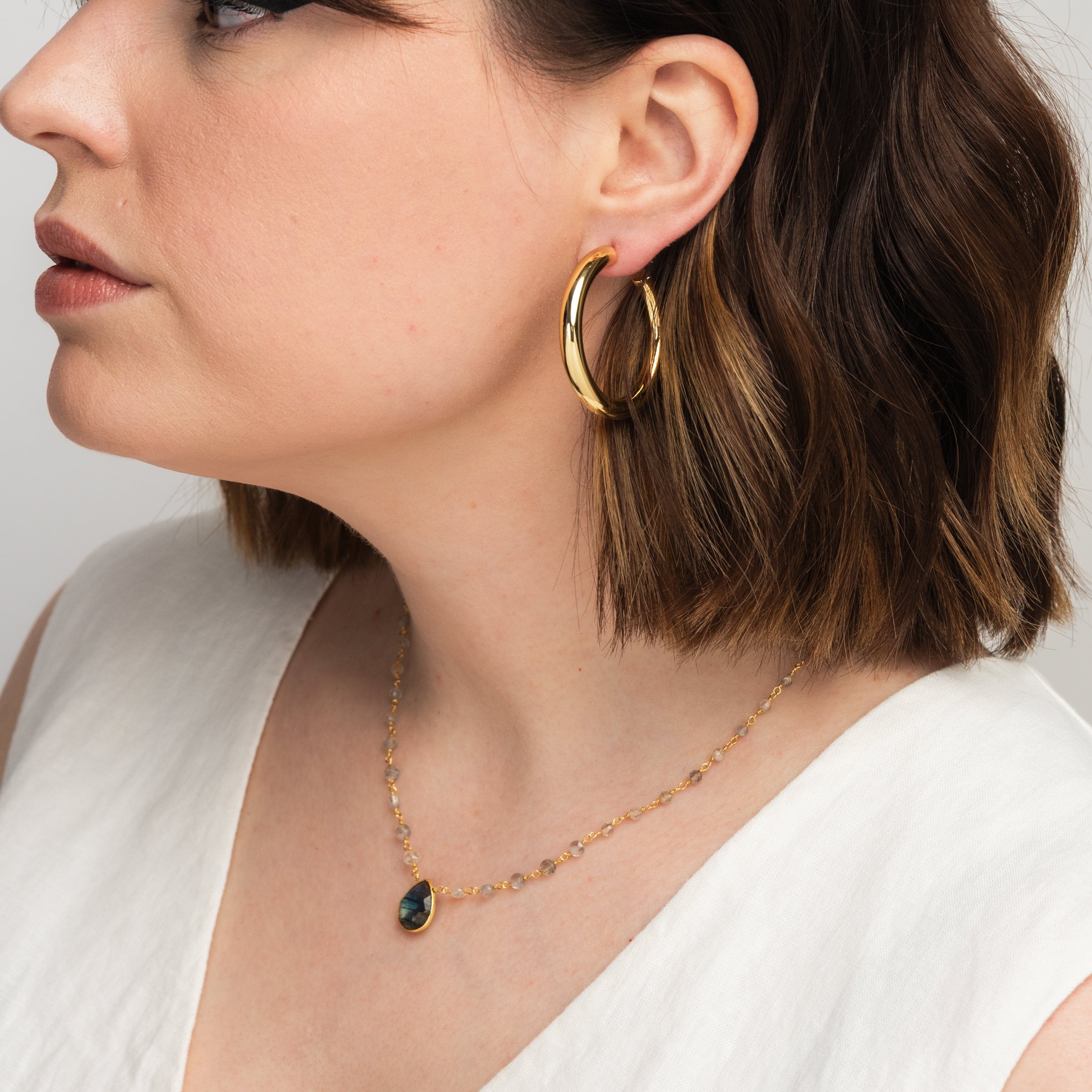 Elli Parr Large Hoop on a model at Addison West