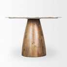 Allyson Round Medium Brown w/ Pink Marble Pedestal Dining Table on a white background