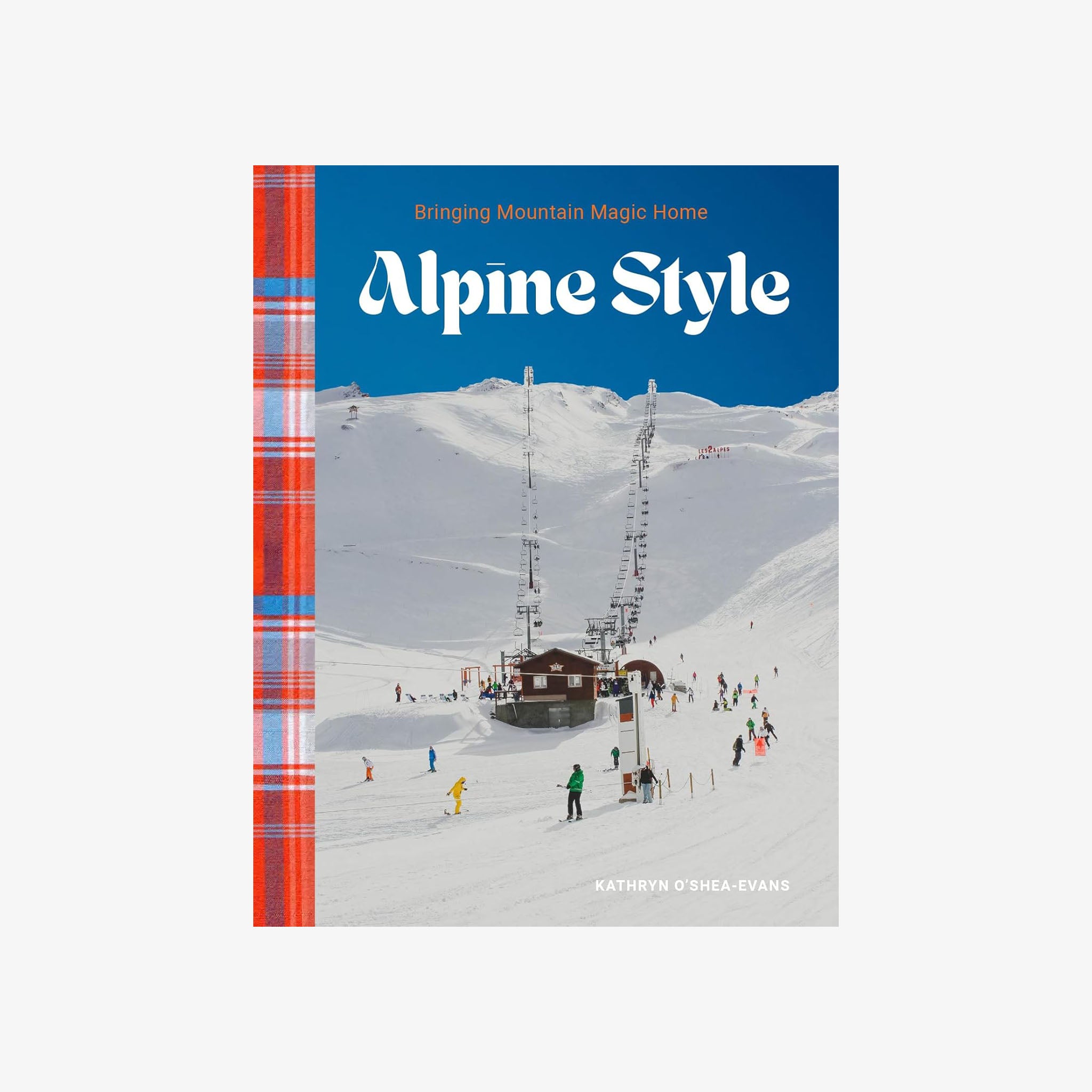 Book cover of 'Alpine Style' with a snowy mountain scene and plaid border.