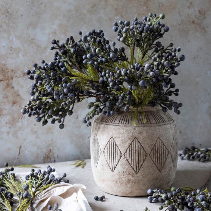 Abigail Ahern Faux Brunia Berry on a grey background at Addison West