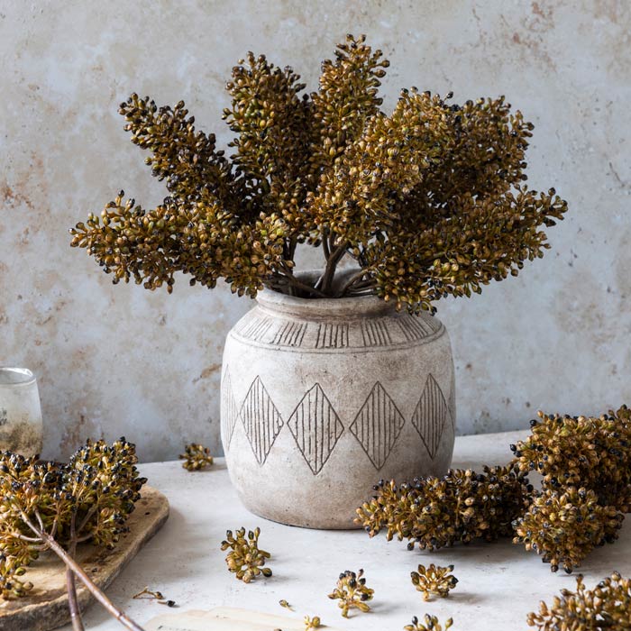 Abigail Ahern Faux Sorghum Stem in Umber on a grey background at Addison West