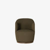Four Hands brand Aurora swivel chair in olive boucle on a white background