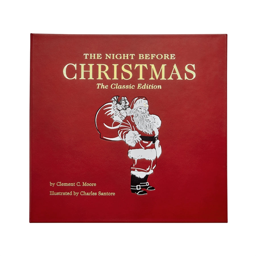 Book cover of 'The Night Before Christmas' with Santa Claus illustration on a red background