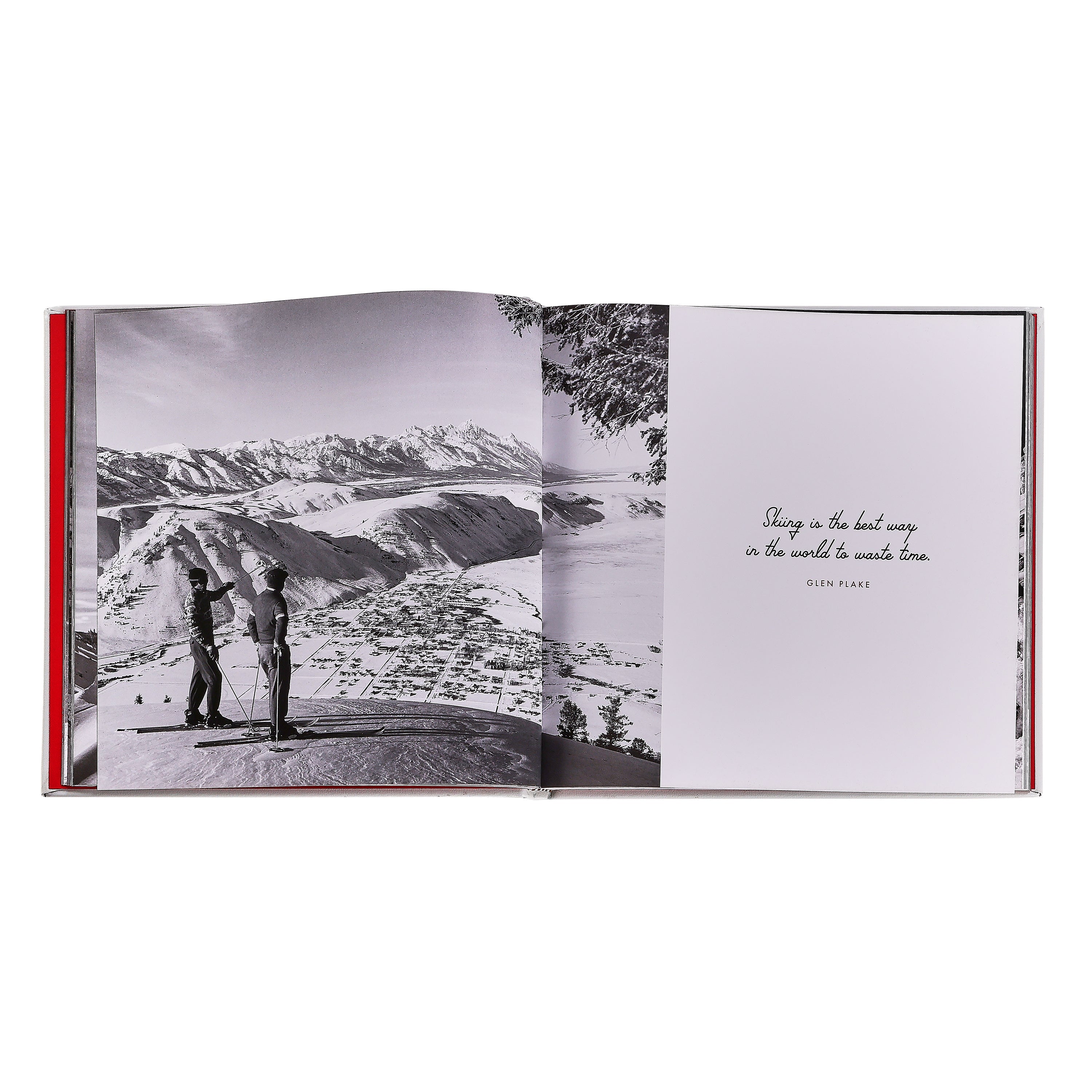 Vintage Skiing Leather Bound Edition on white background at Addison West.