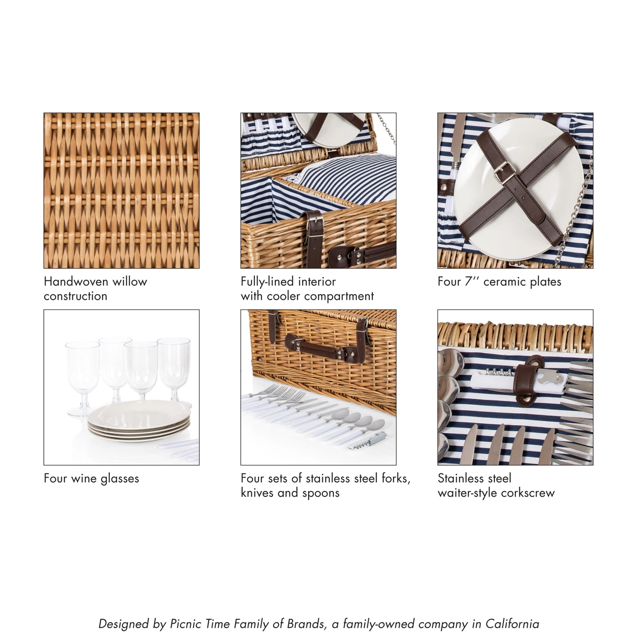 Covington Classic Willow Four Person Picnic Basket - Addison West