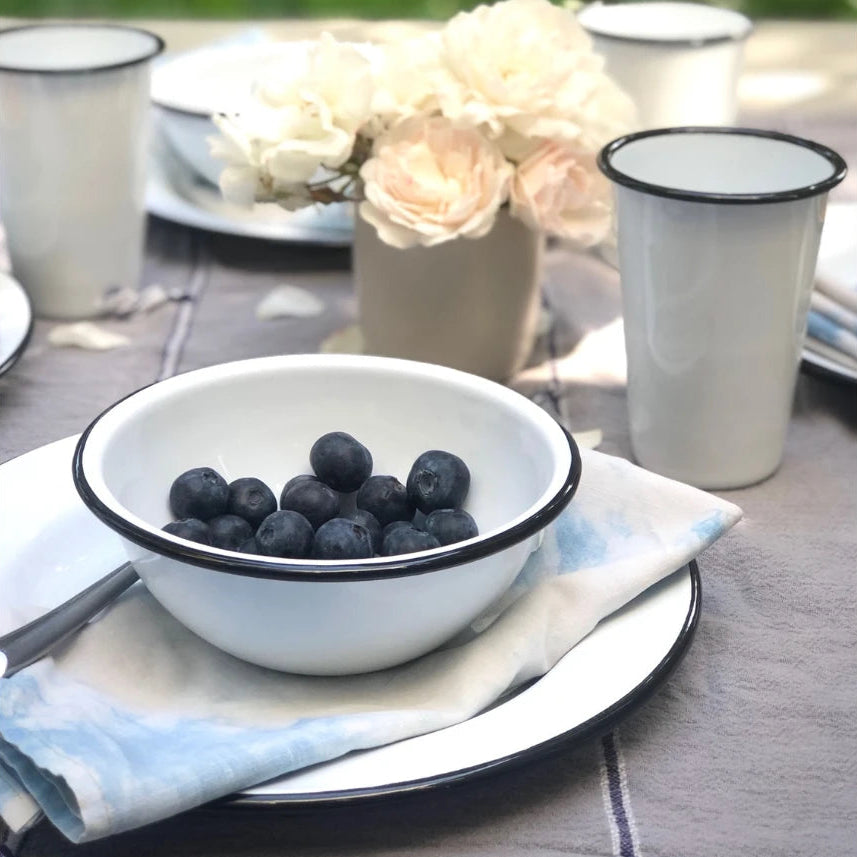 Vintage Enamelware Cereal Bowl on a table at Addison West