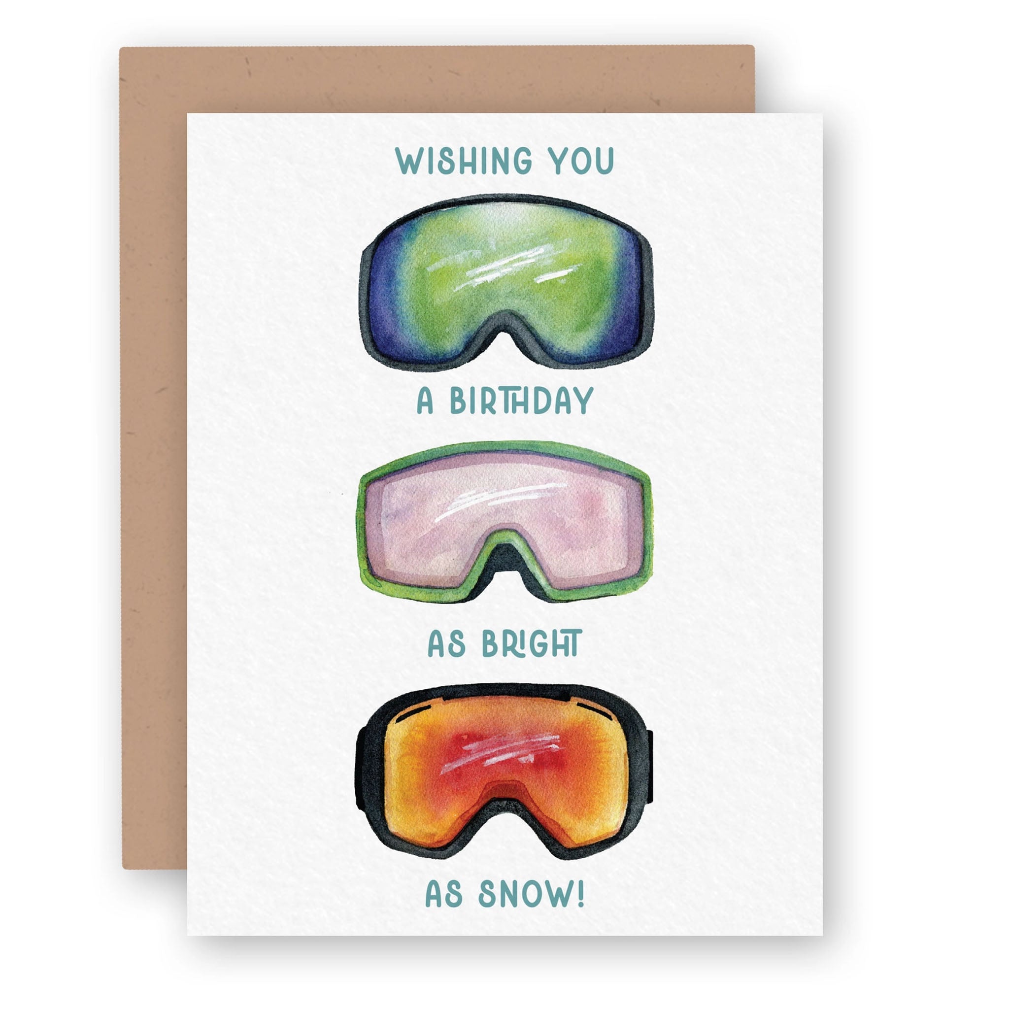 Bright As Snow Ski Goggles Greeting Card - Addison West