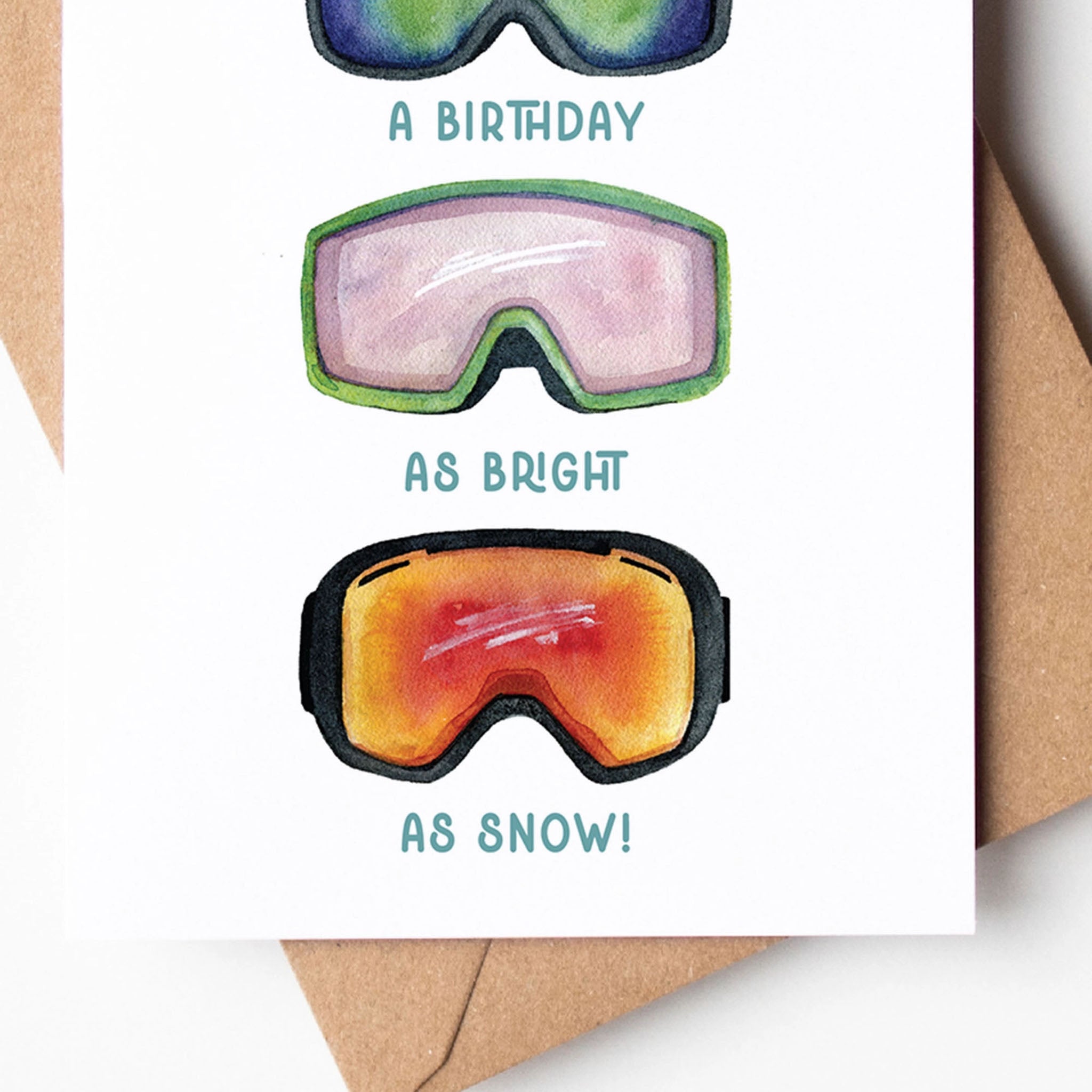 Bright As Snow Ski Goggles Greeting Card - Addison West