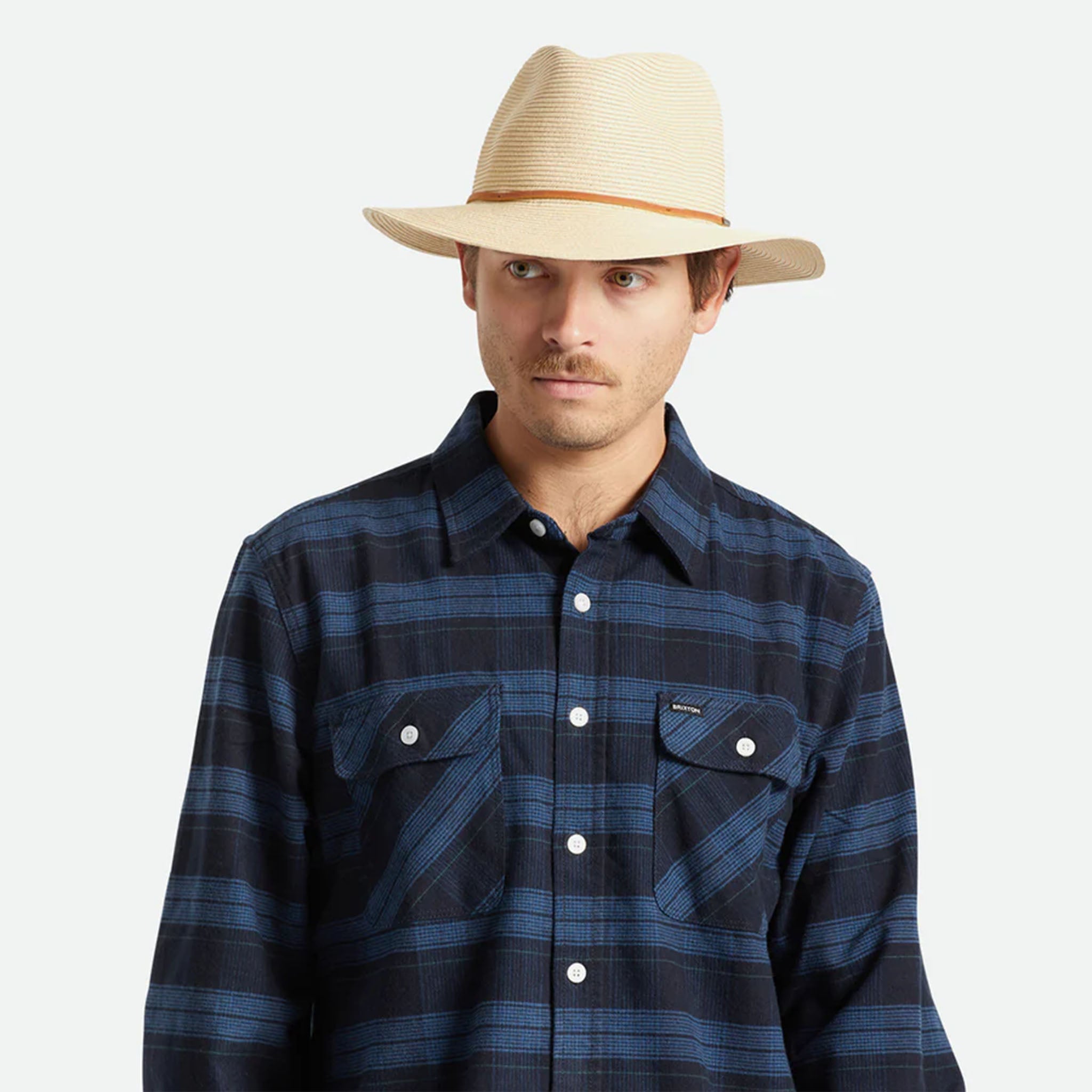 Brixton Wesley Straw Packable Fedora - Tan - Addison West