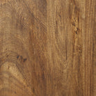 Close up of Brodie II Medium Brown Wood Copper Ladder Four Shelf Shelving Unit