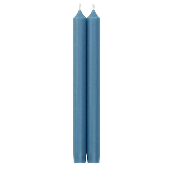 Caspari 10" Crown Candle Pair in Colonial Blue on a white background