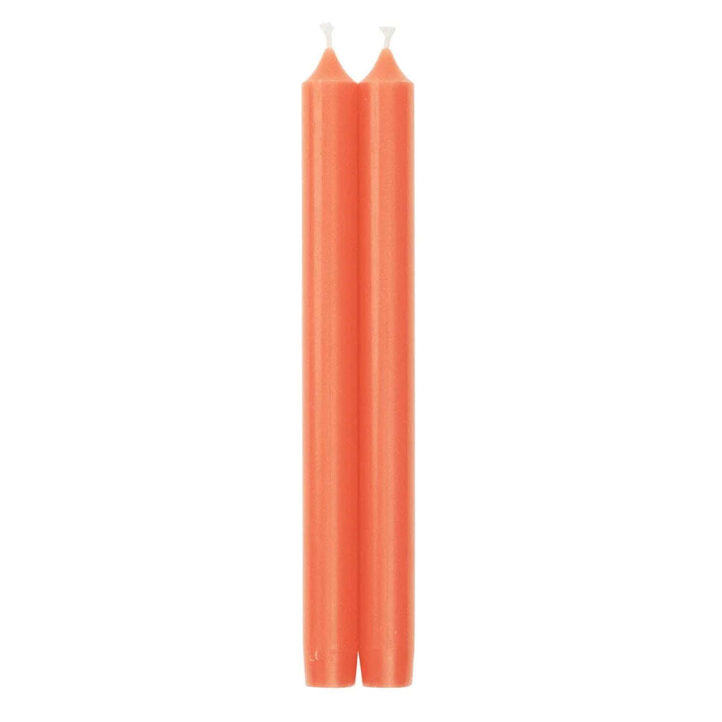 Caspari 10" Crown Candle Pair in Coral on a white background
