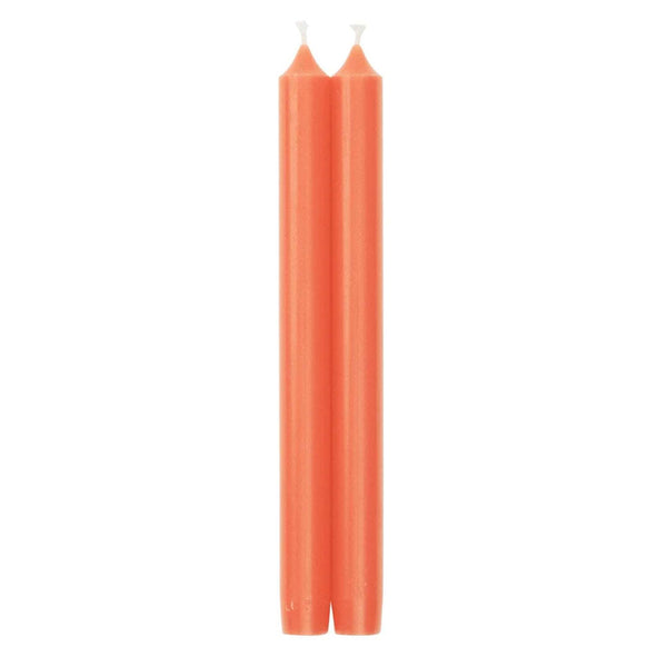 Caspari 10" Crown Candle Pair in Coral on a white background