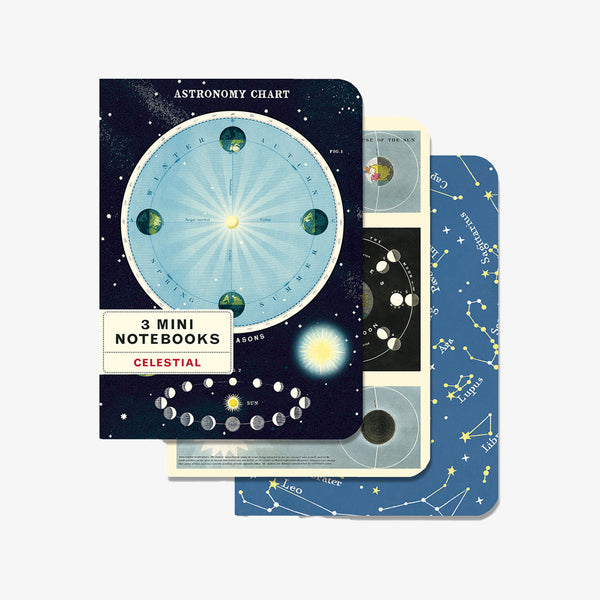 Cavallini Paper Celestial Sky Mini Notebooks on a white background