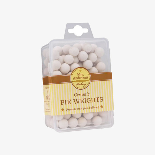 Ceramic Pie Weights in rectangular storage box