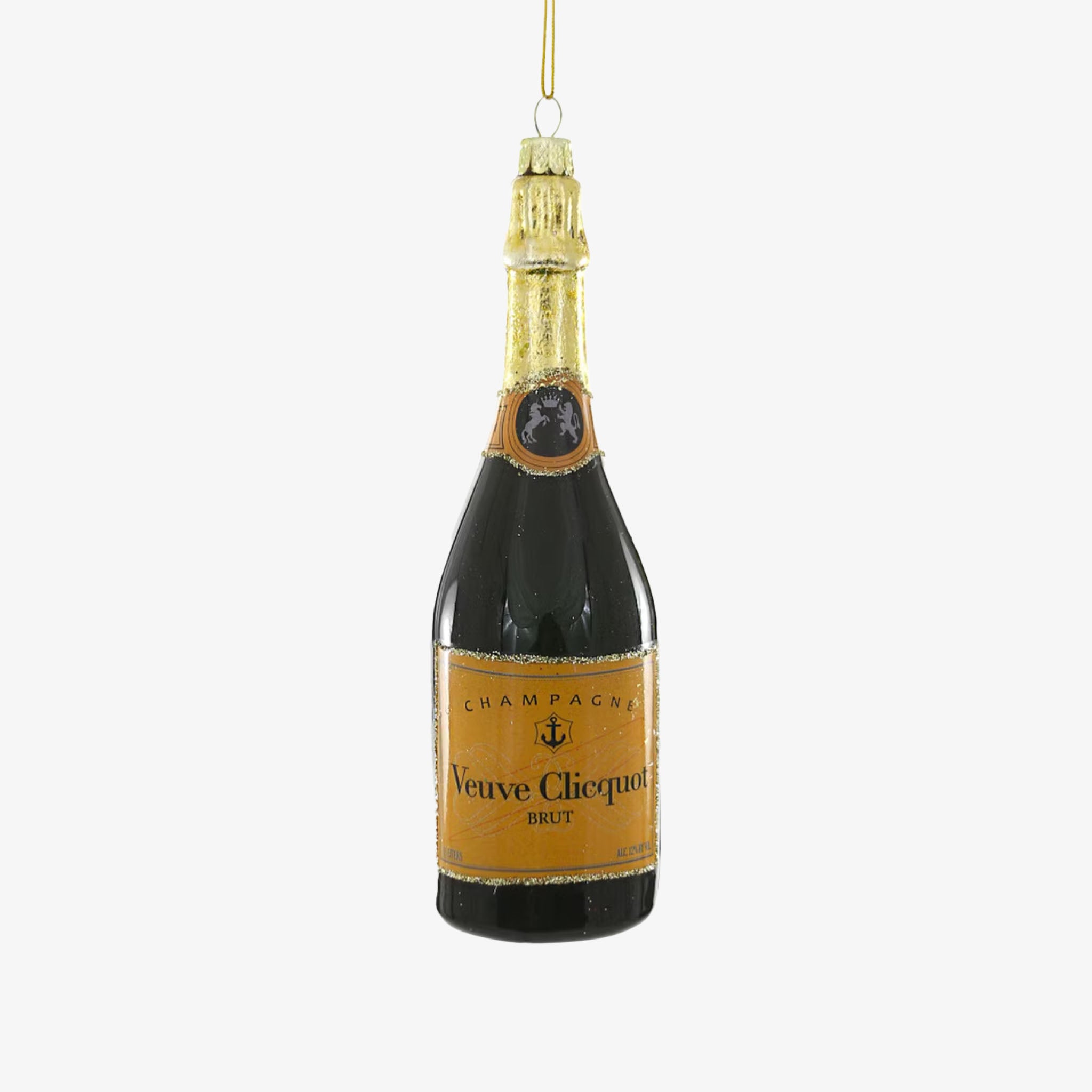 Veuve Clicquot champagne bottle ornament on a white background