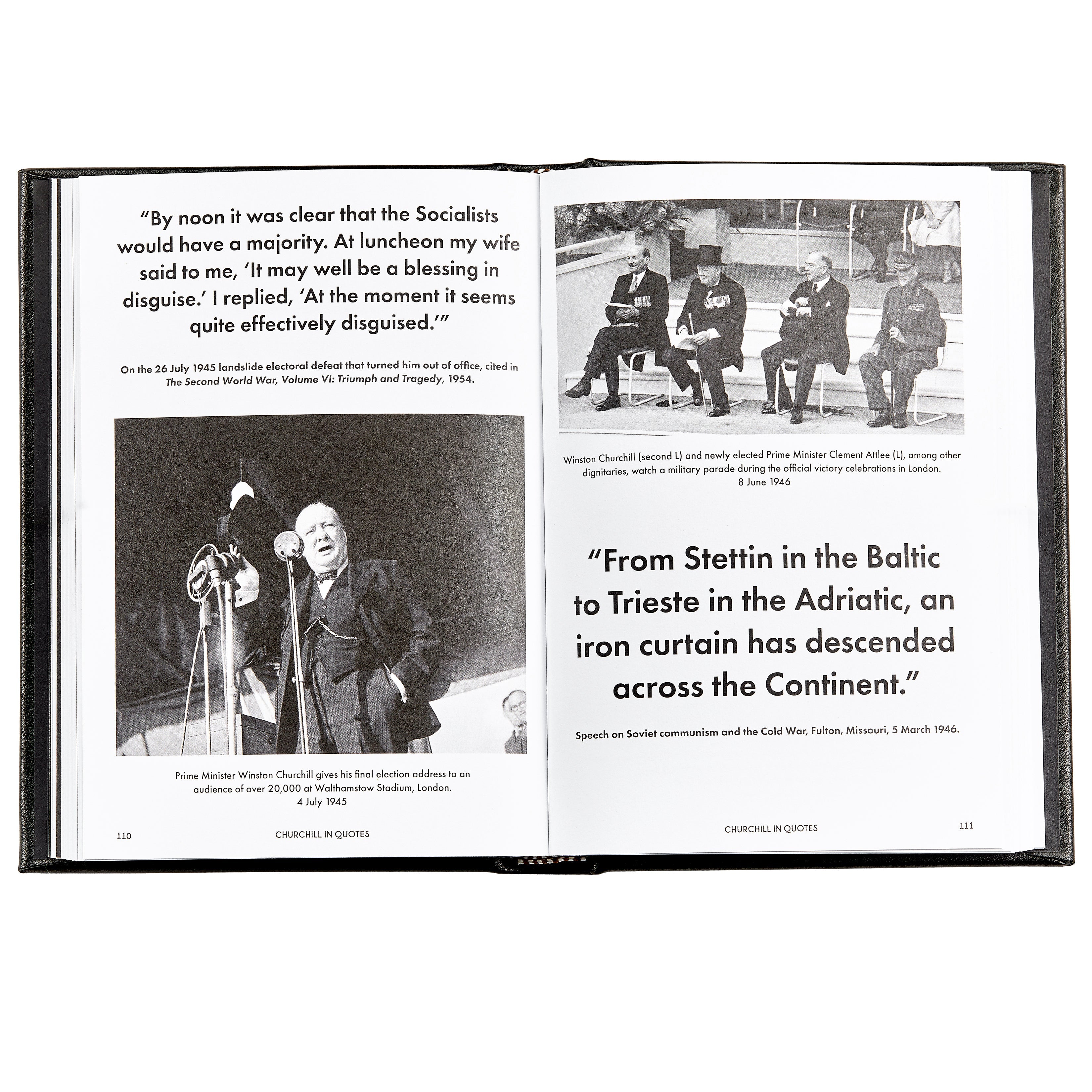 Churchill Wit and Wisdom Leather Bound Book on white background at Addison West.