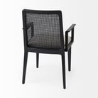Clara Black Wood W/ Cream Fabric Seat and Cane Back Dining Chair on a white background