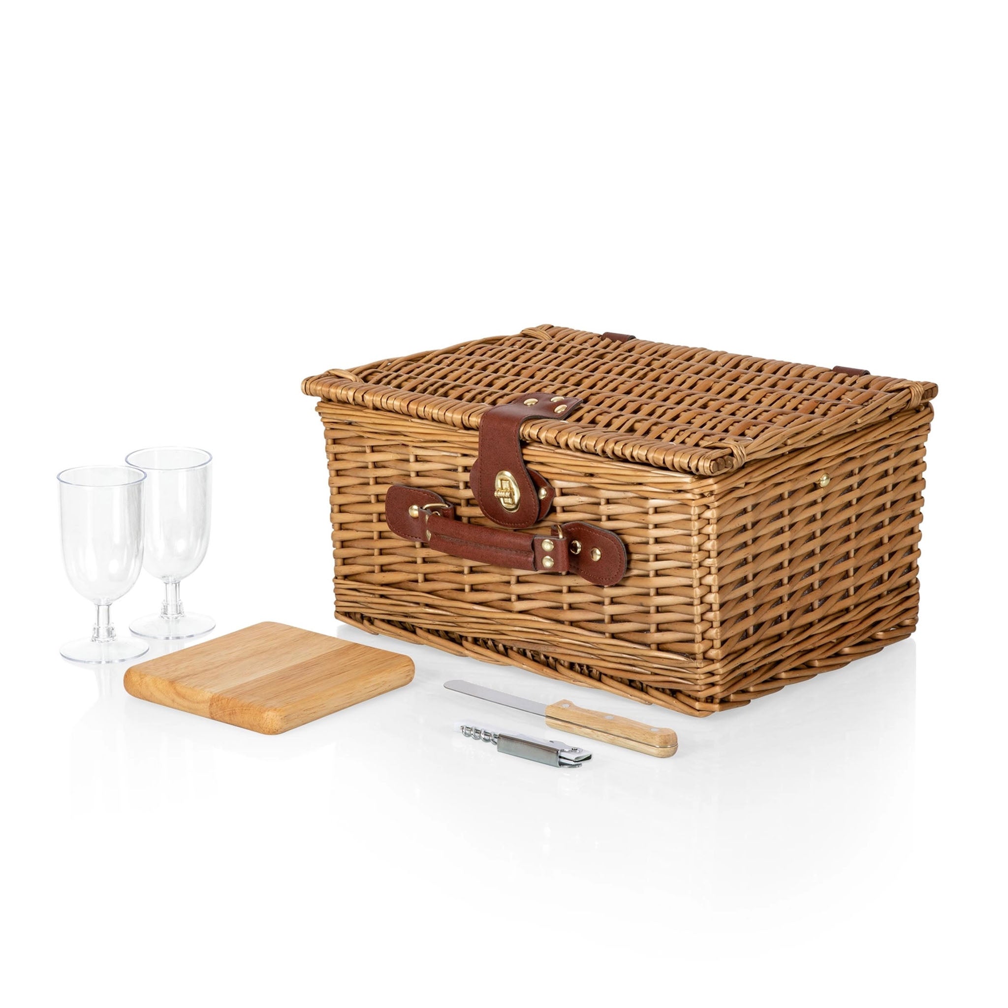 Classic Wine and Cheese Wicker Picnic Basket - Addison West