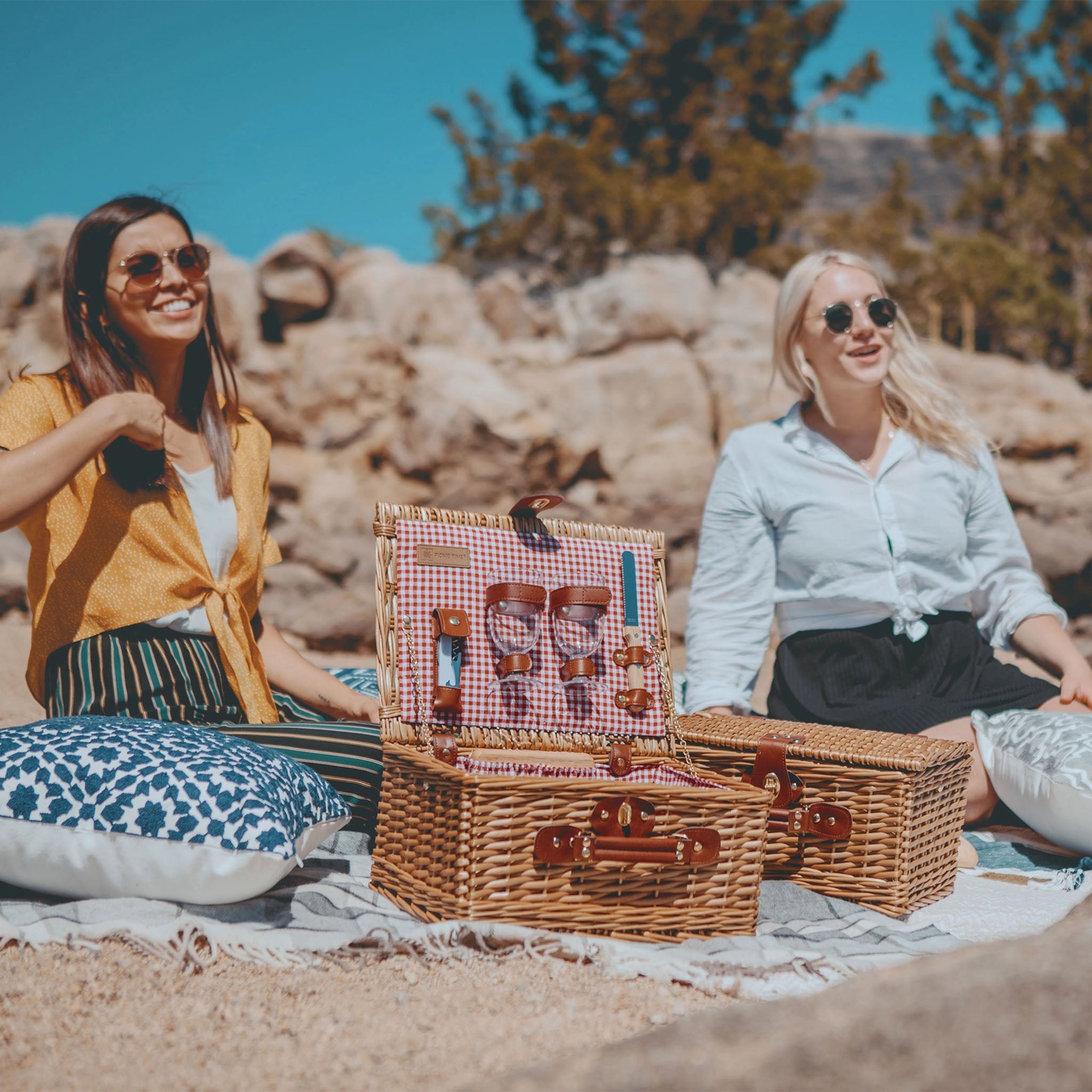 Classic Wine and Cheese Wicker Picnic Basket - Addison West