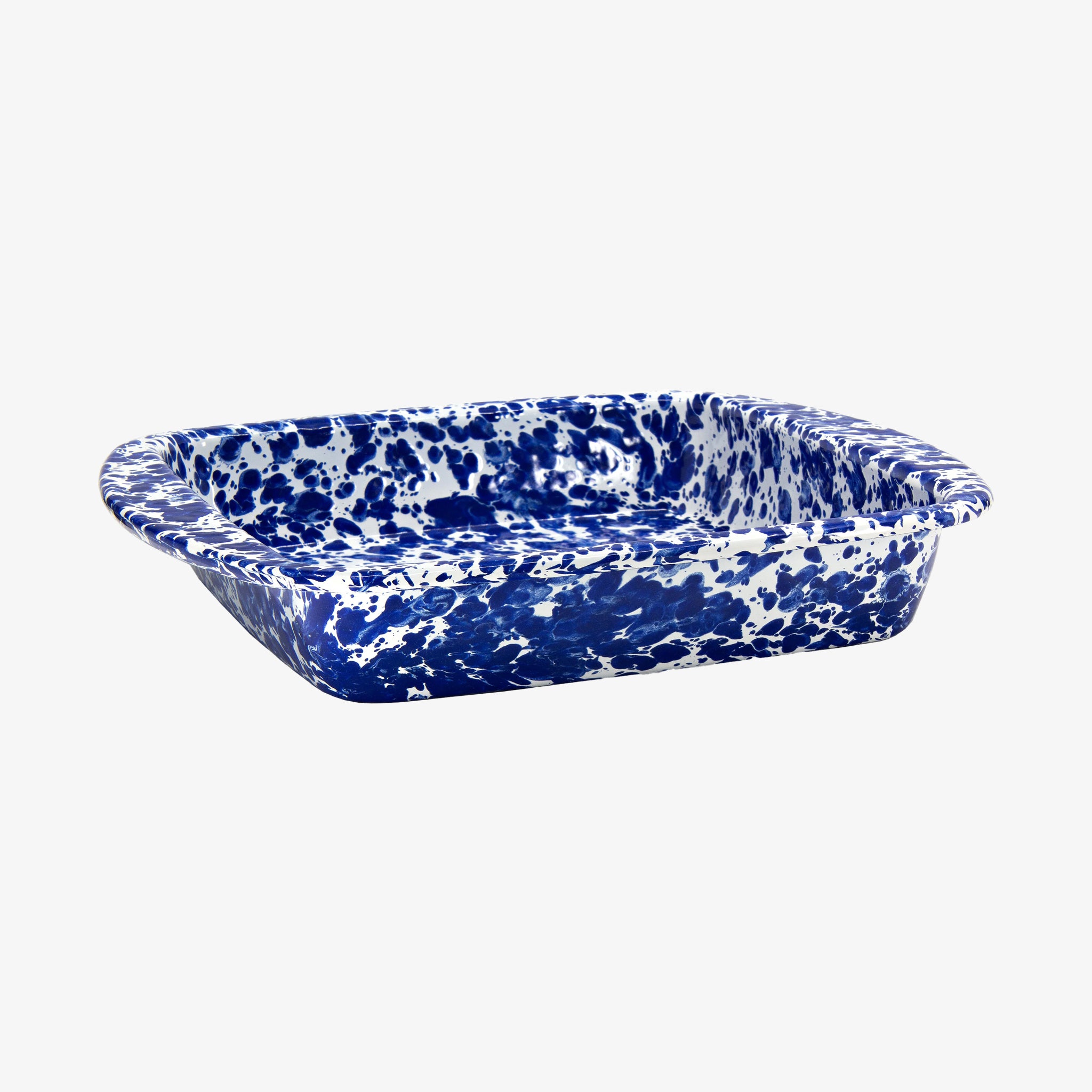 Golden rabbit Cobalt Swirl Enamelware Brownie Pan on a white background