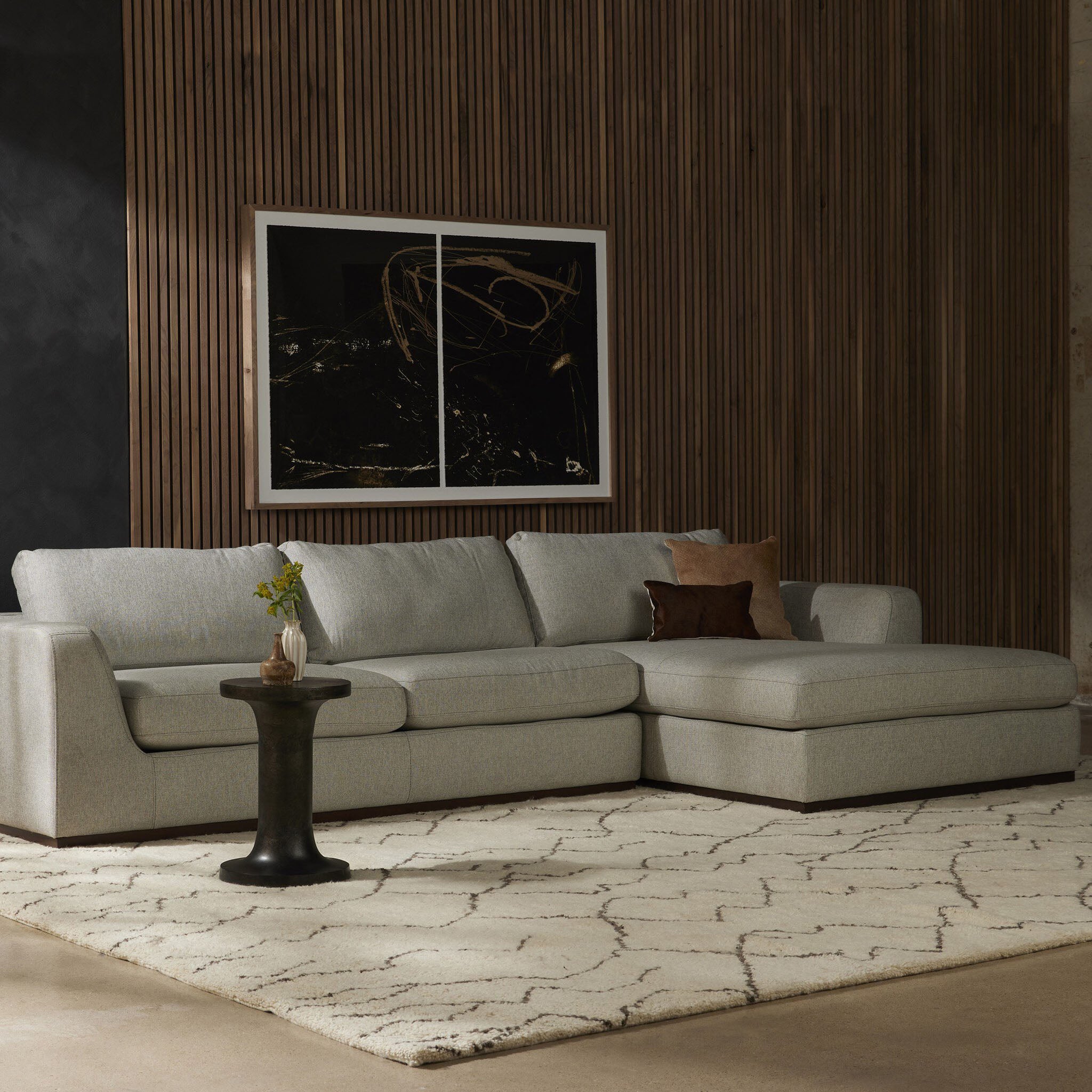 Four Hands Colt 2-Piece Sectional in Aldred Silver with Right Chaise - Addison West