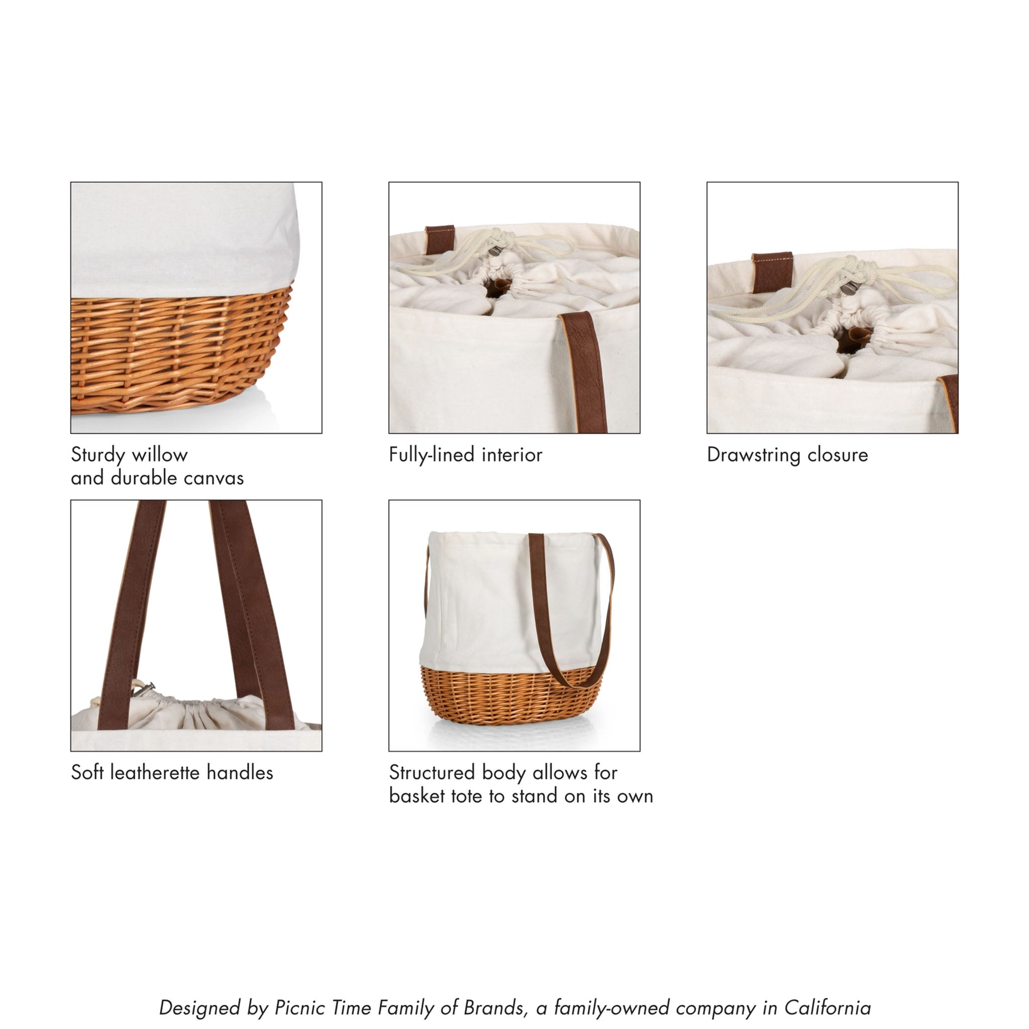 Coronado Canvas and Willow Basket Tote - Addison West