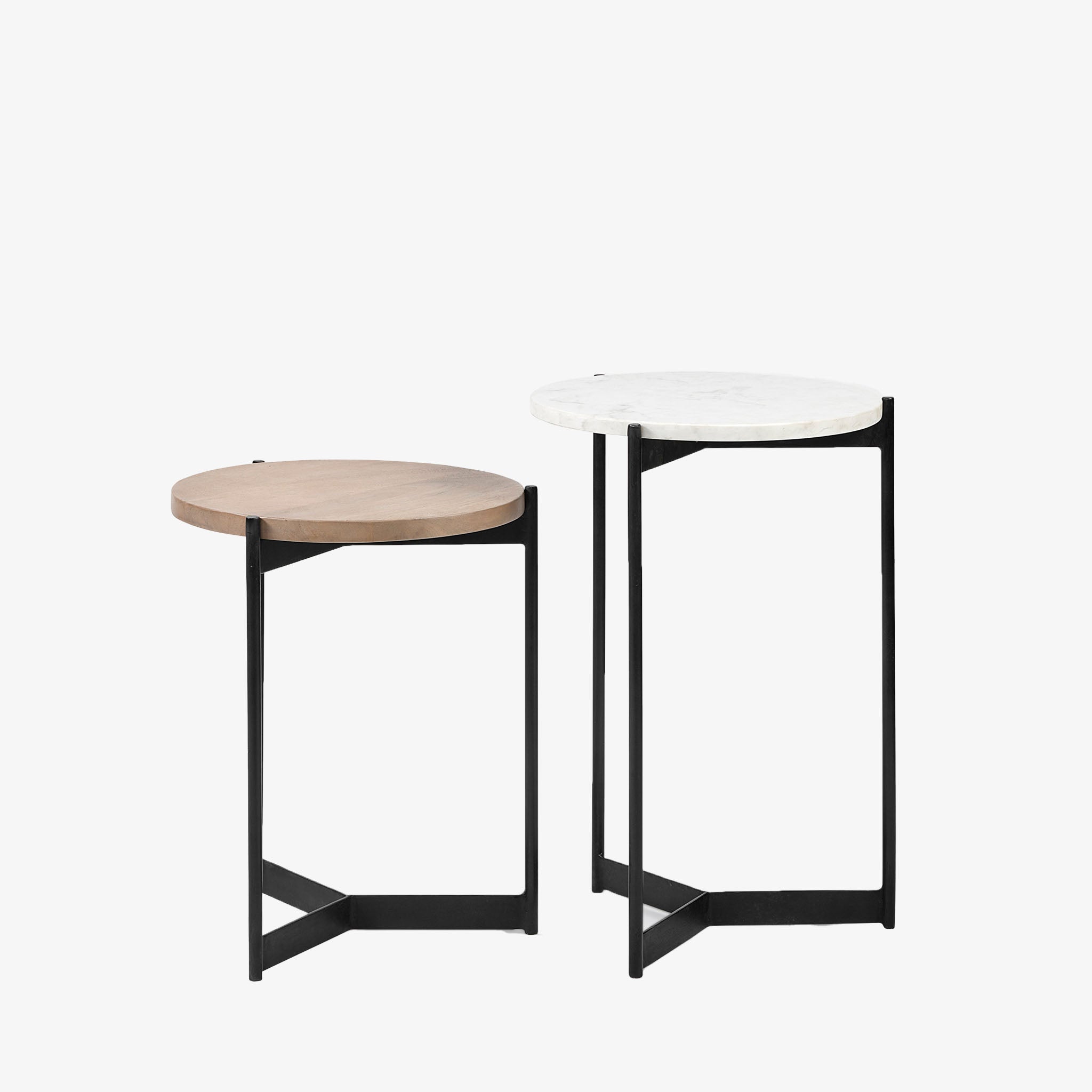 Crudités and Cocktails Nesting Side Tables in Light Wood - Addison West