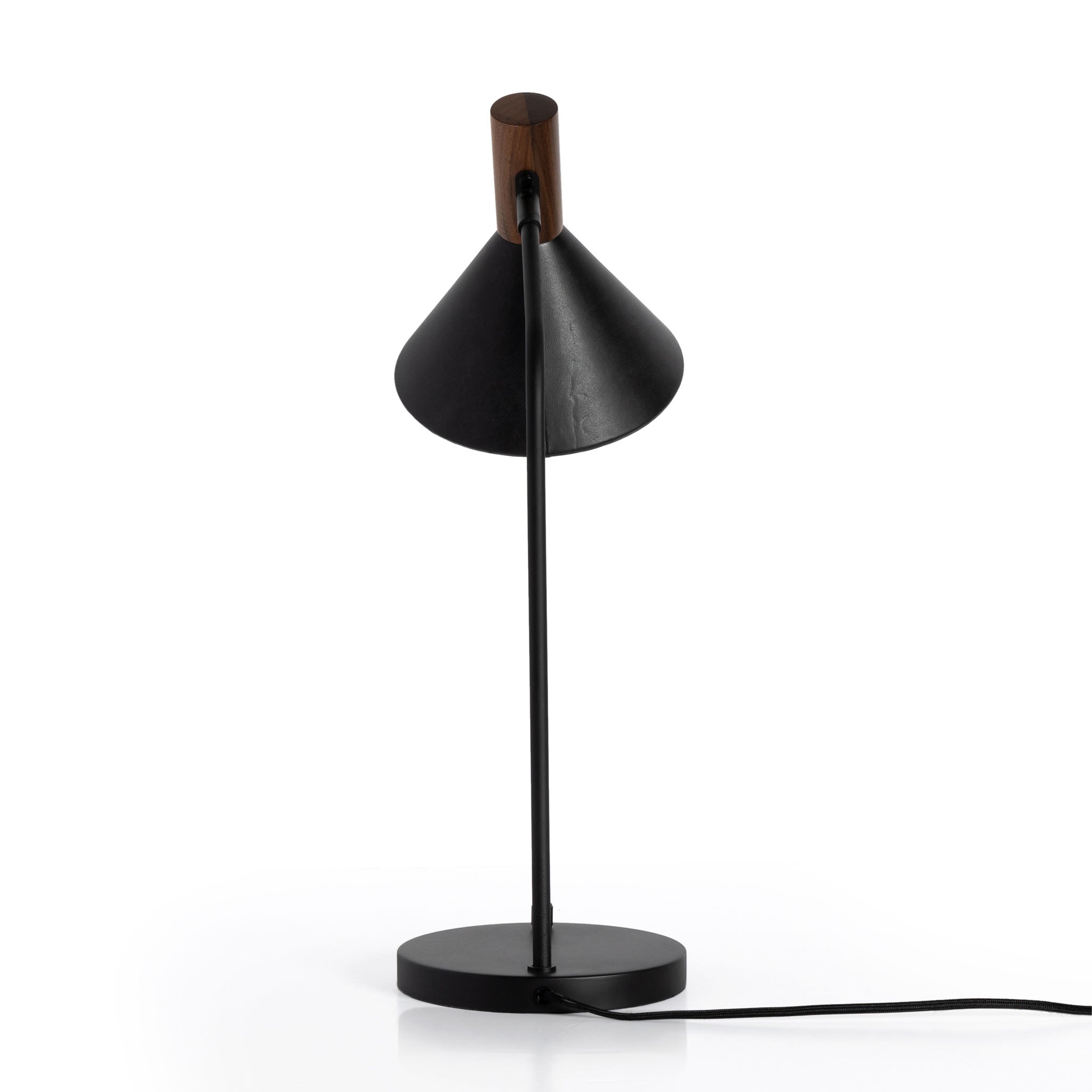 Four Hands Cullen Task Lamp in Black Leather - Addison West