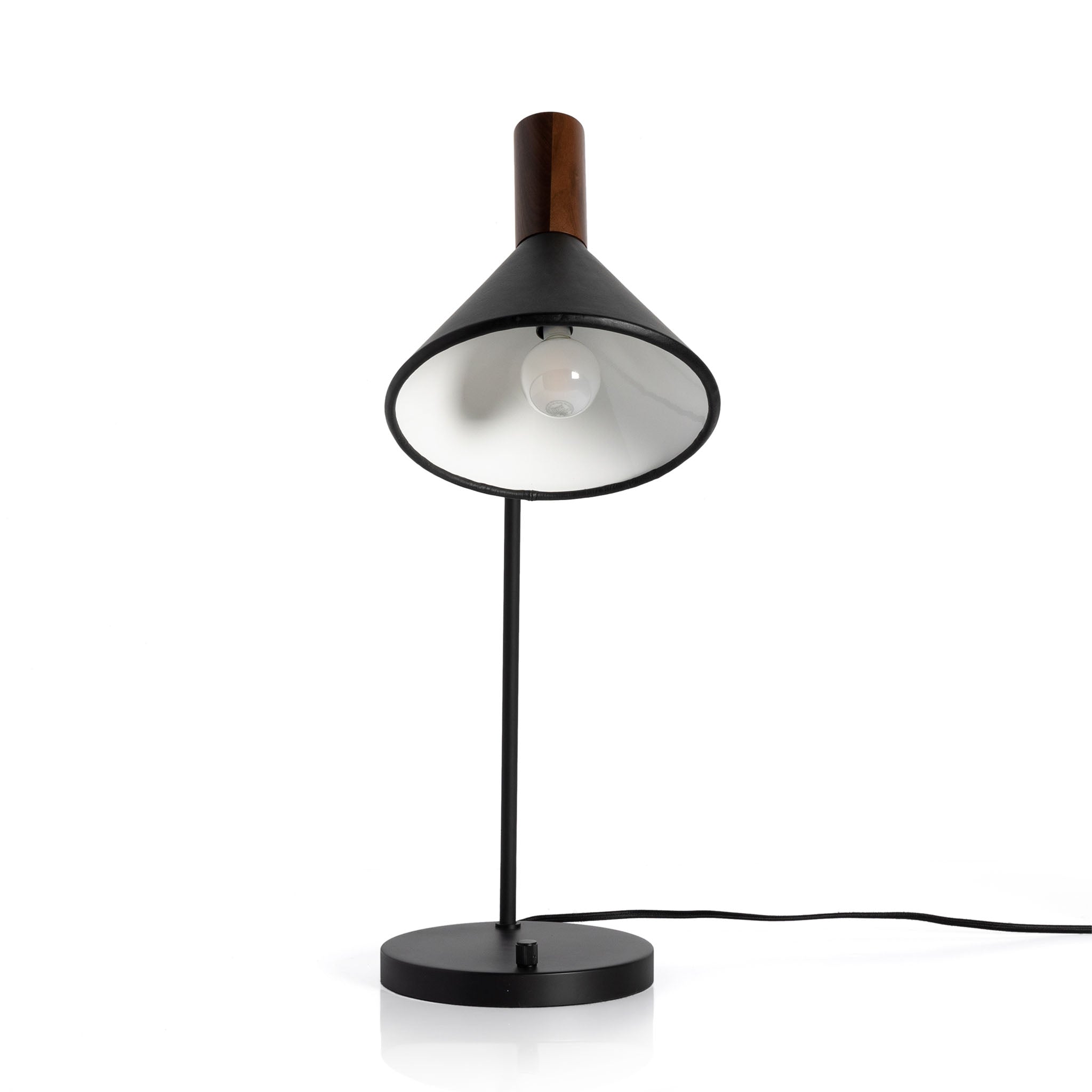 Four Hands Cullen Task Lamp in Black Leather - Addison West