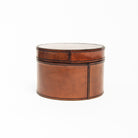 Dapper Leather Round Box - Small on a white background at Addison West