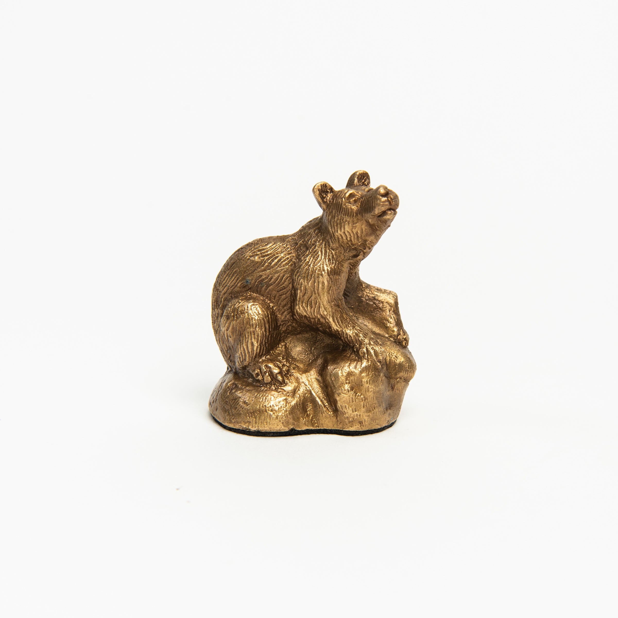 Antiqued Brass Bear on a white background at Addison West