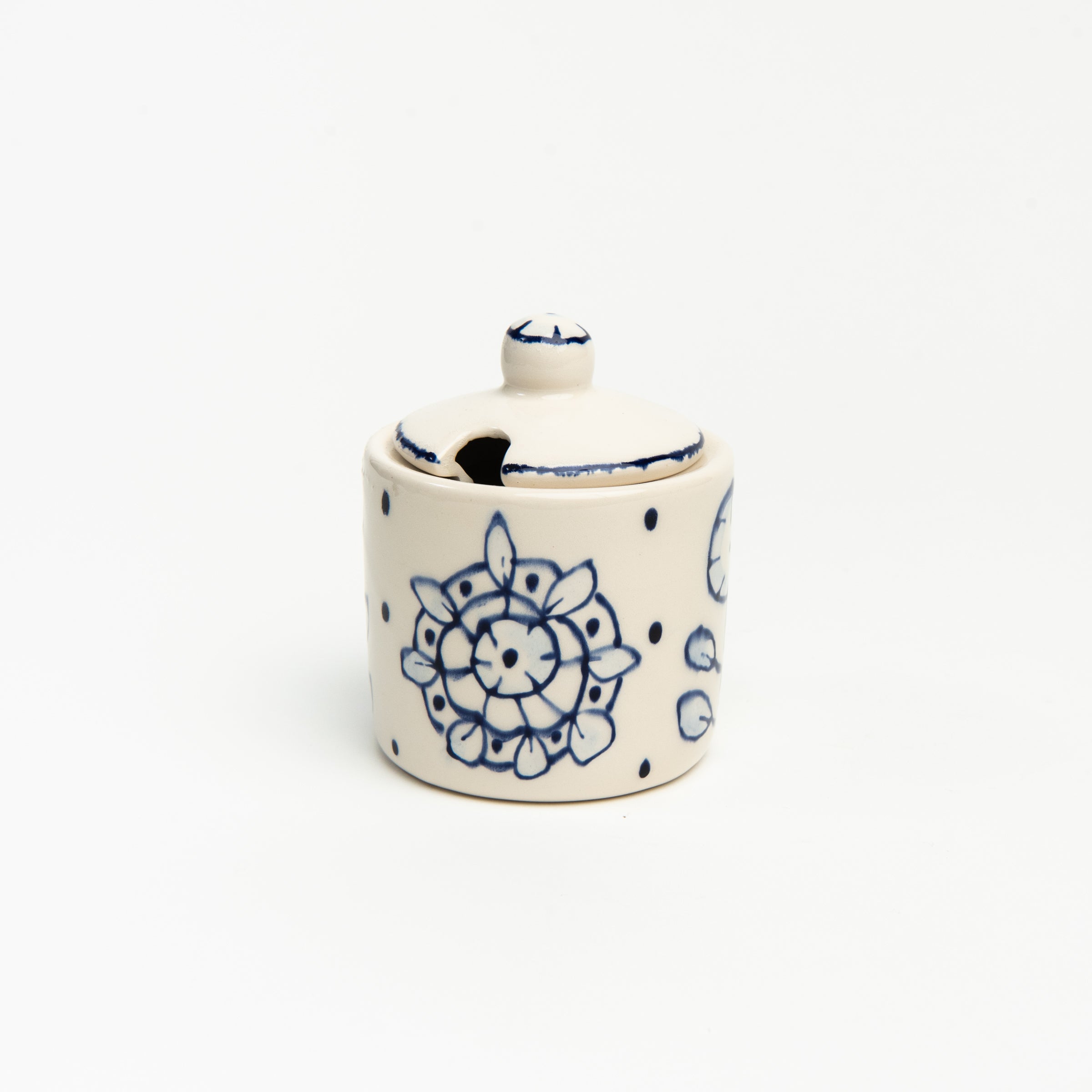 Stephanie Verdun Sugar Bowl in Blue on a white background at Addison West