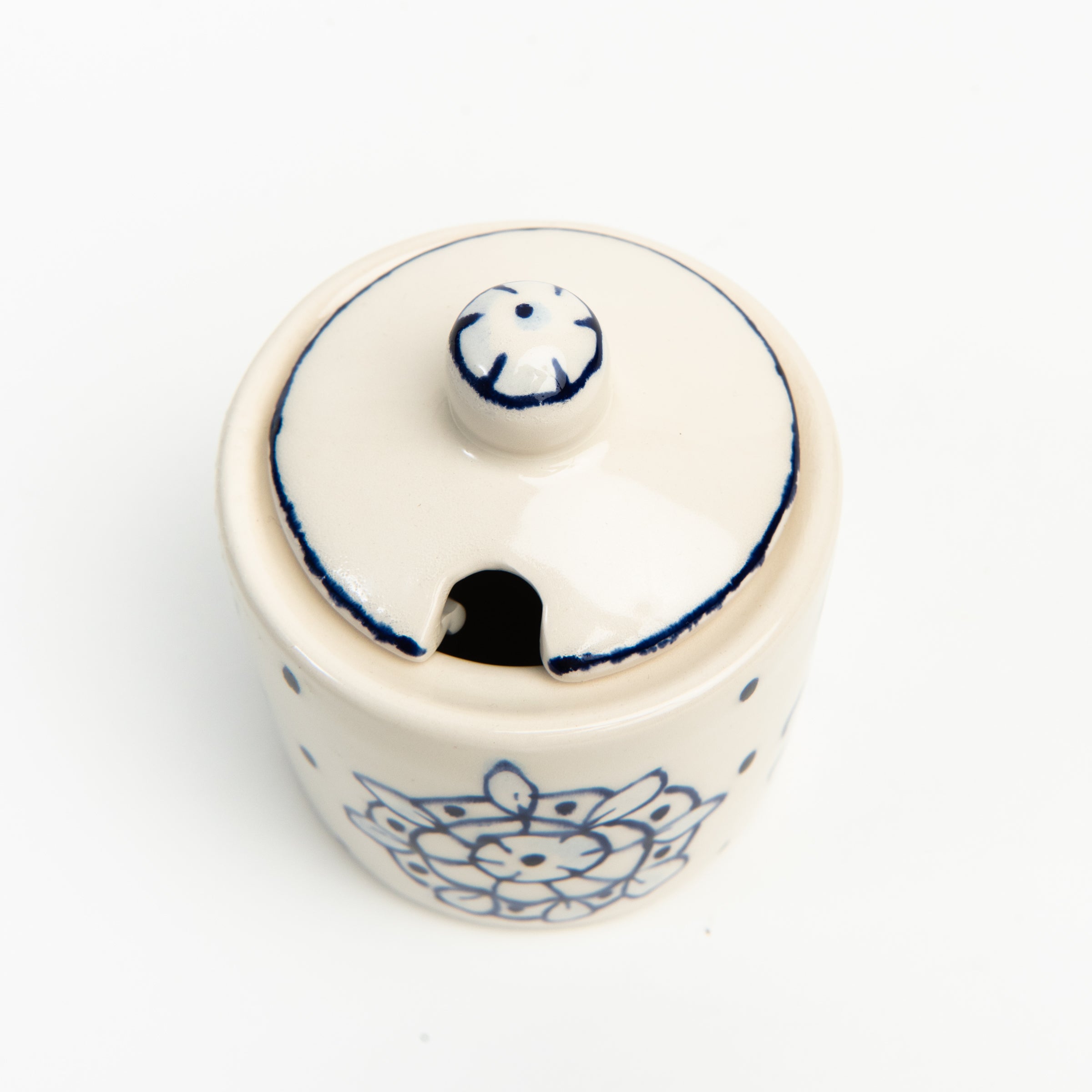 Stephanie Verdun Sugar Bowl in Blue on a white background at Addison West