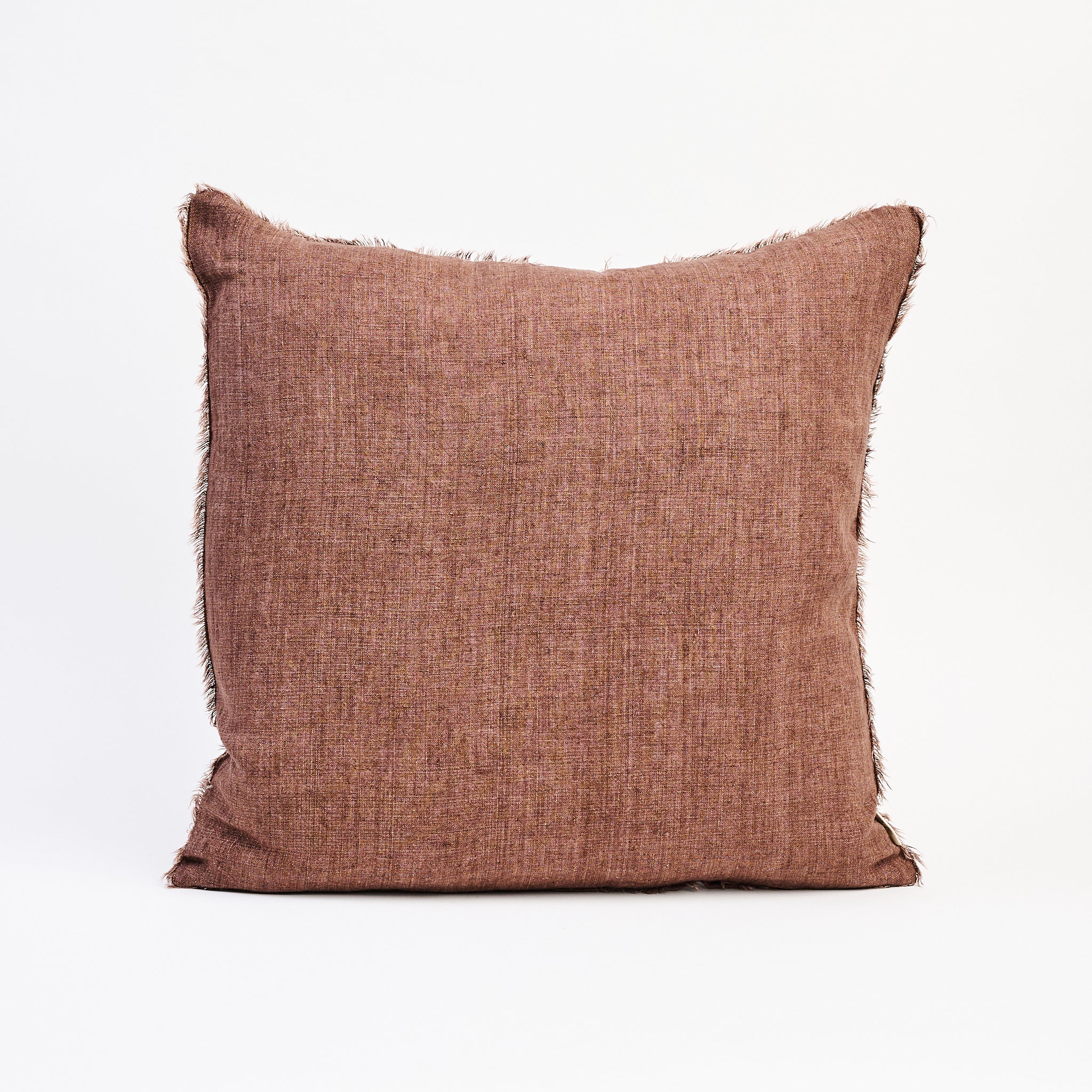 Lina Linen 20" Square Pillow in Mocha on a white background at Addison West