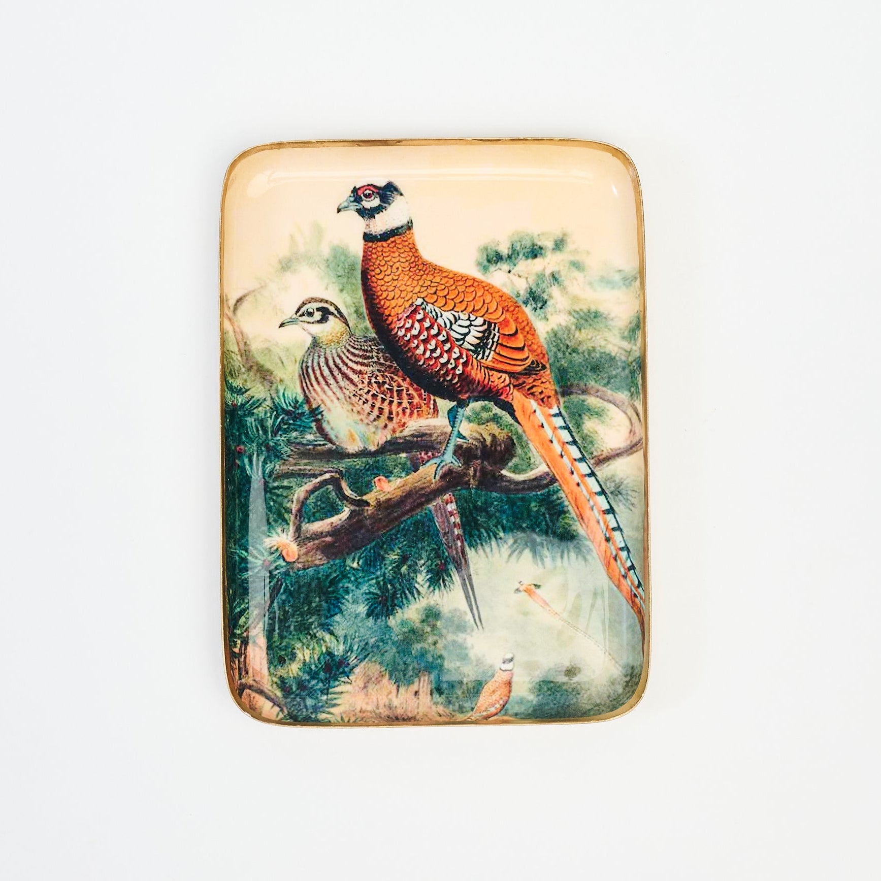 Pheasant Pair Trinket Tray on a white background at Addison West