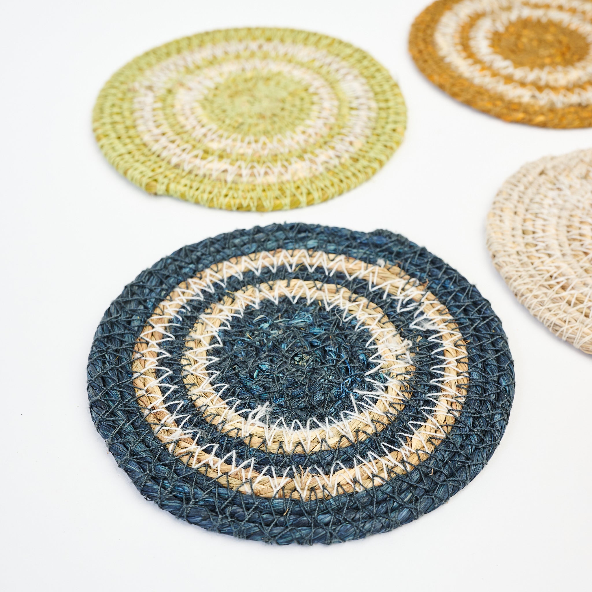 Woven Seagrass Coaster, Set of 4 on a white background at Addison West