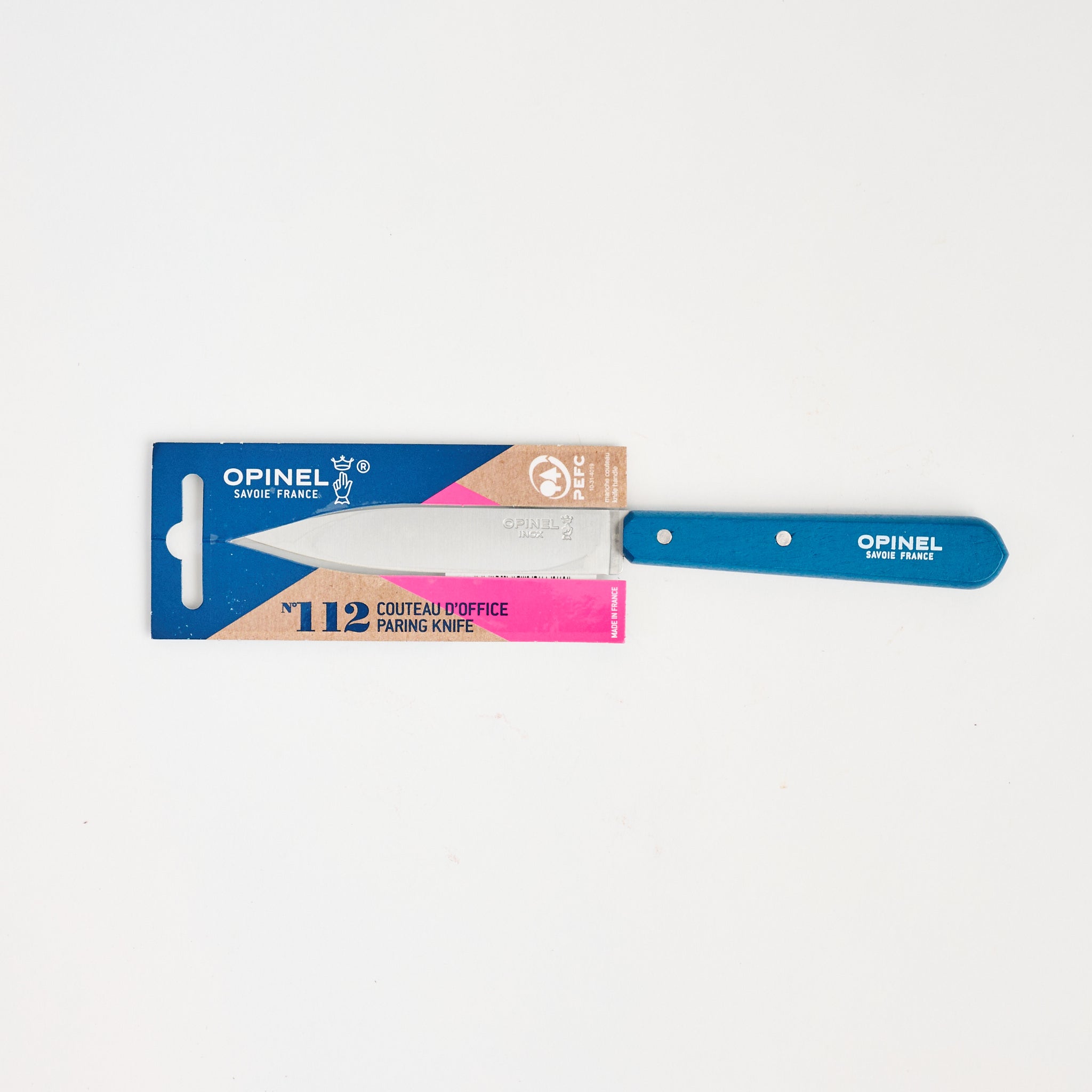 Opinel No.112 Paring Knife in Blue on a white background at Addison West