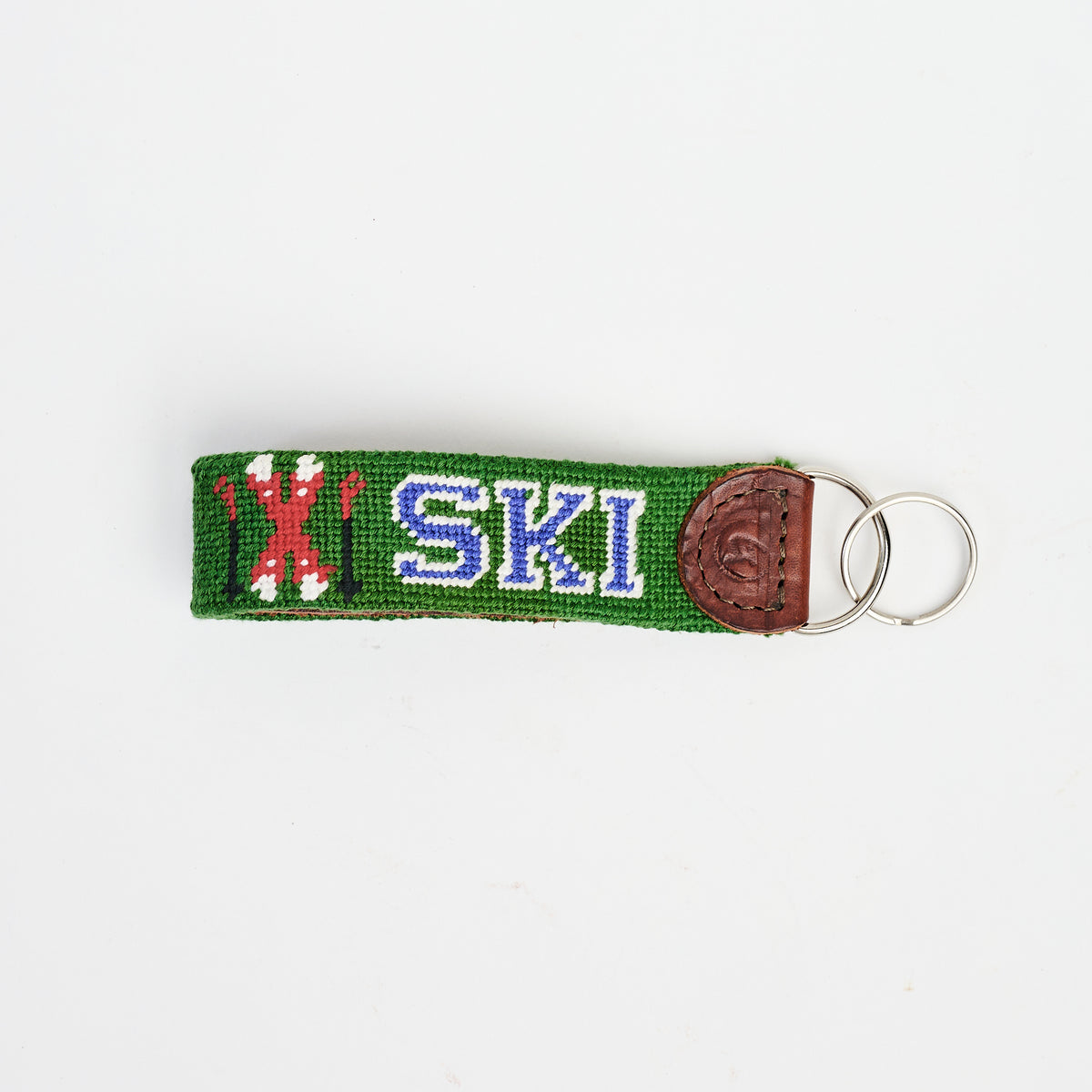Ski Needlepoint Keychain on a white background at Addison West