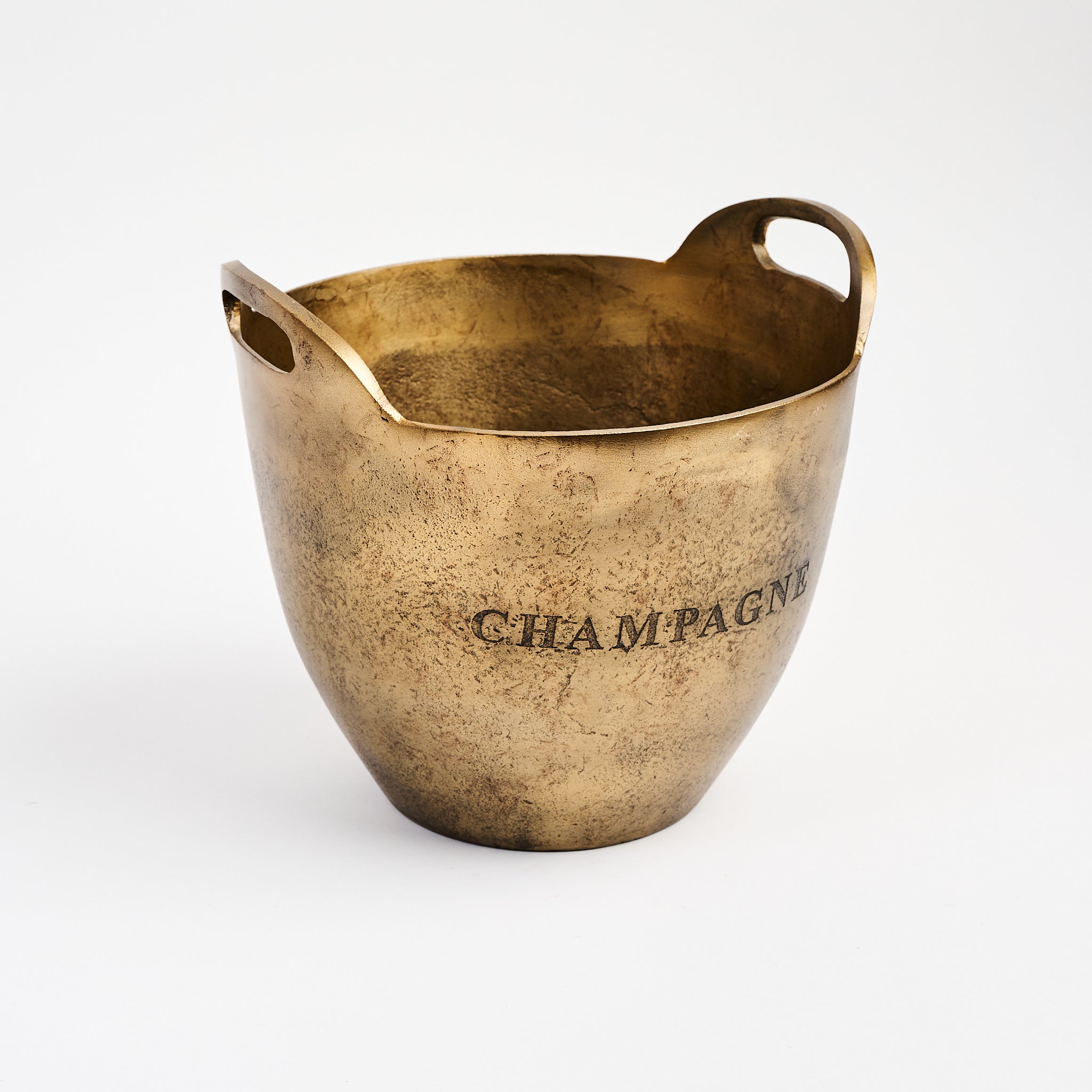 Brass Champagne Ice Bucket on a white background at Addison West