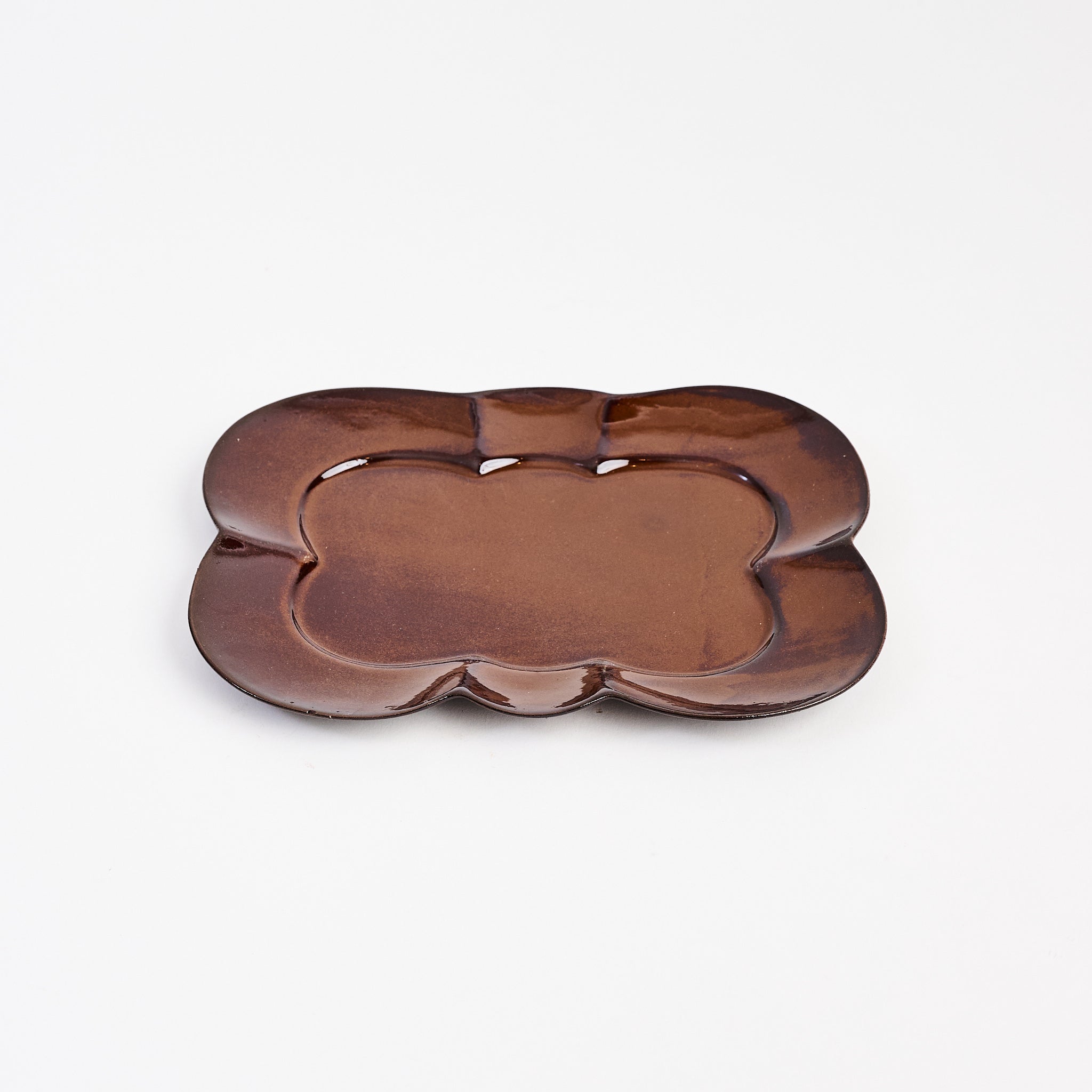 Stoneware Scalloped Rectangular Plate on a white background at Addison West