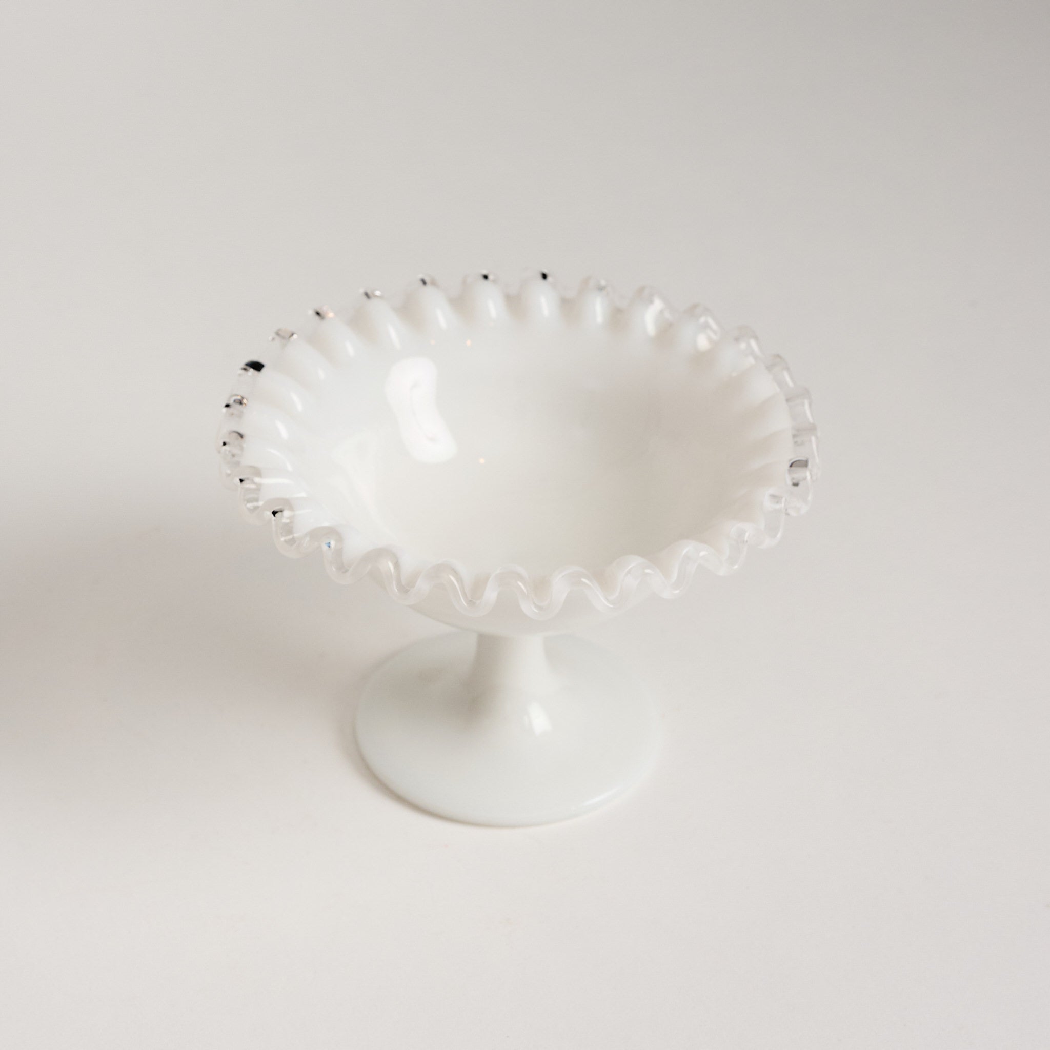Vintage Milk Glass Compote on a white background at Addison West
